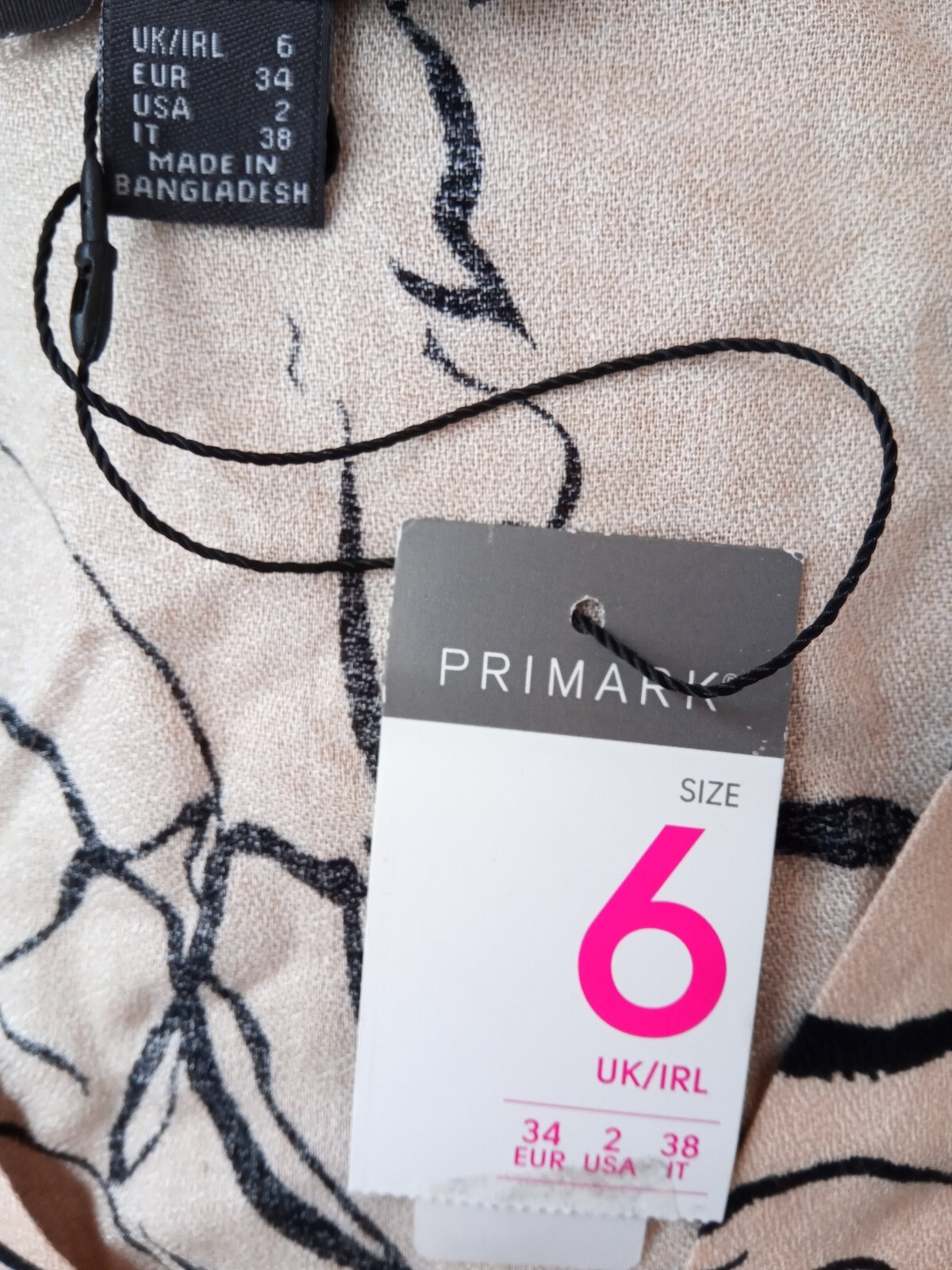 Primark Brown Stone Blouse Top With Twisted Knot Front Size UK 6 EU 34 USA 2