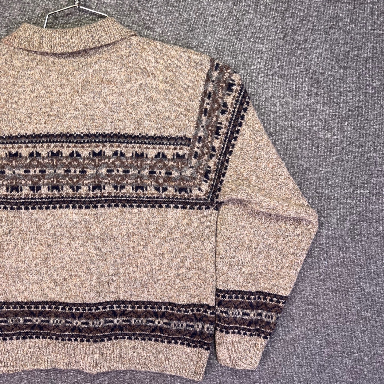 Croft & Barrow Wool Cardigan Womens Small Tan Fair Isle Button Casual Collared
