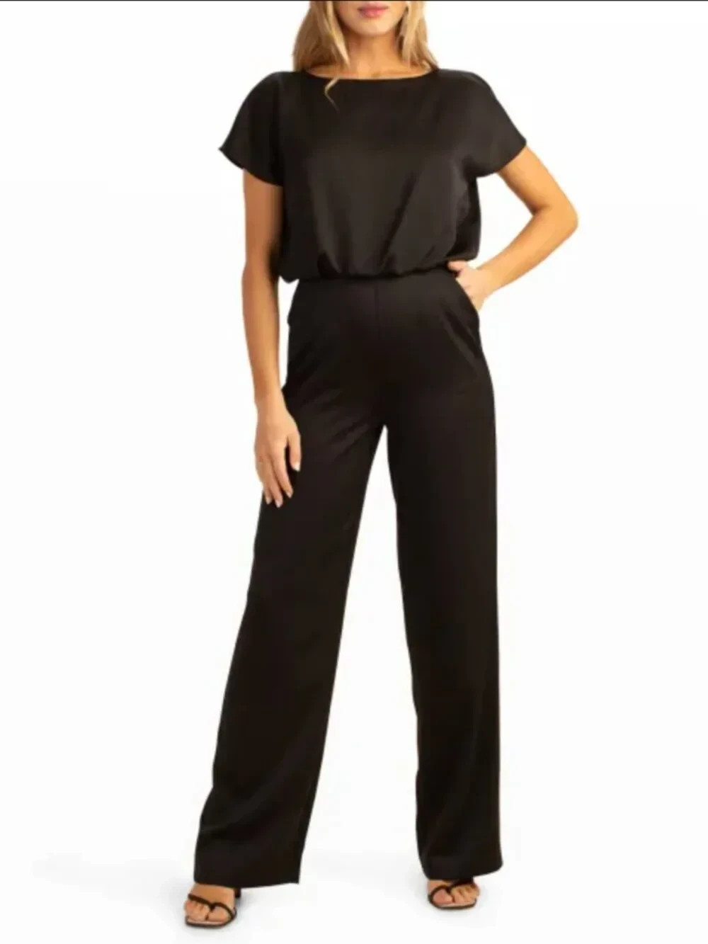 Trina Turk Amuse Short-Sleeve Jumpsuit in Black | Size 6 | Sold Out