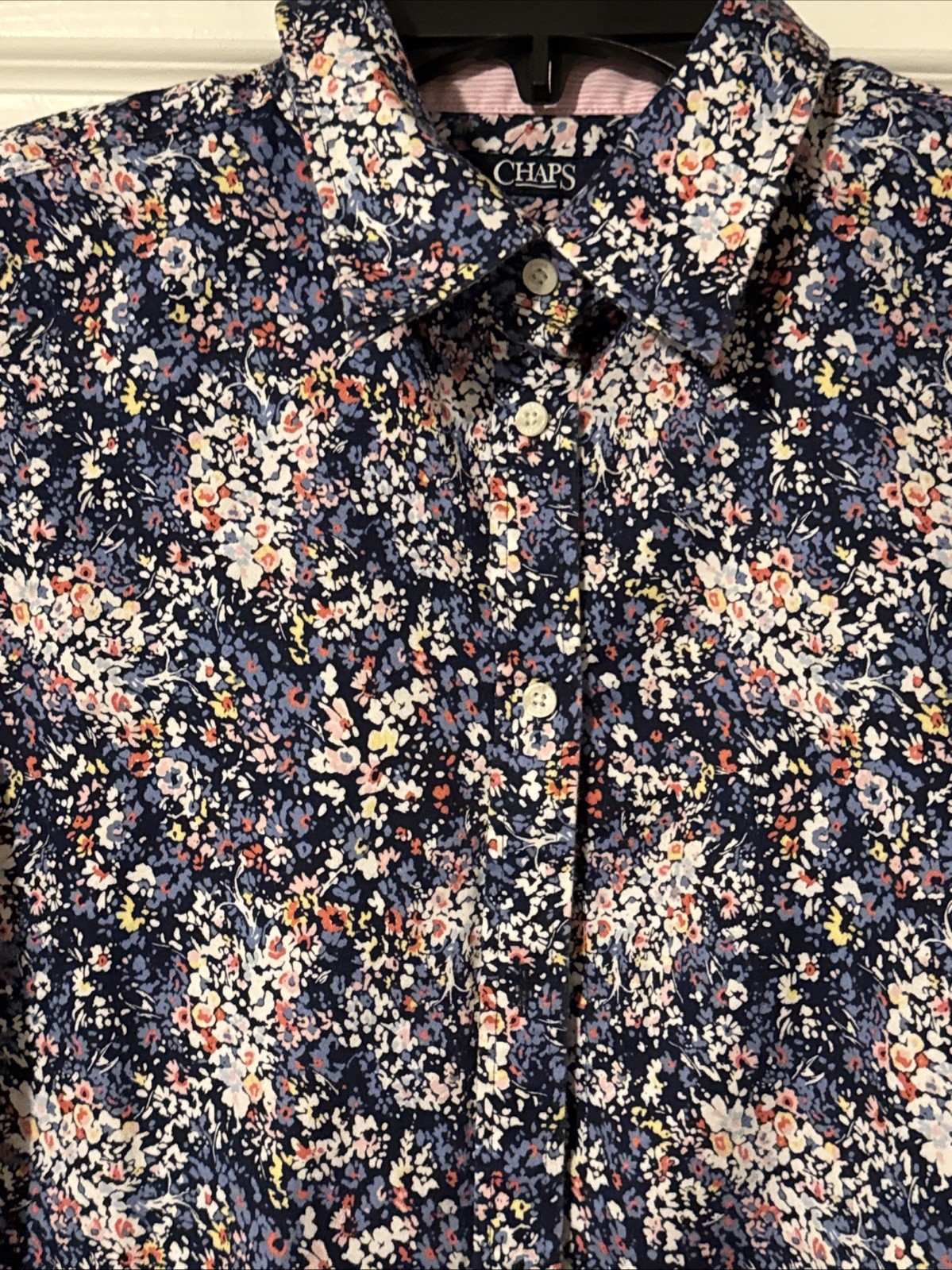 Women’s Chaps Floral Print “No-Iron” Button Down, Large Button Down Shirt