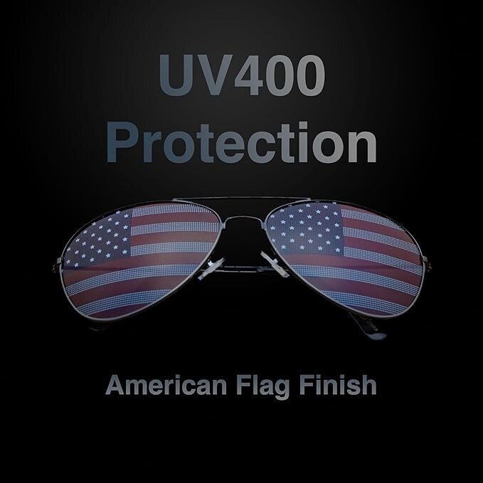 USA Glasses American Flag Aviator Sunglasses Black United States Patriotic