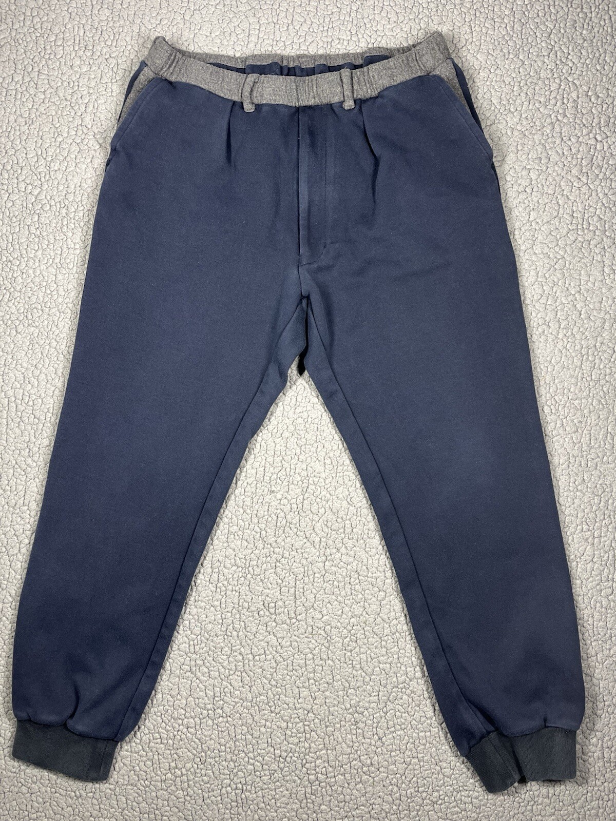 Tomorrowland Tokyo Pants Mens Medium Navy Blue Grey Contrast Waistband Joggers
