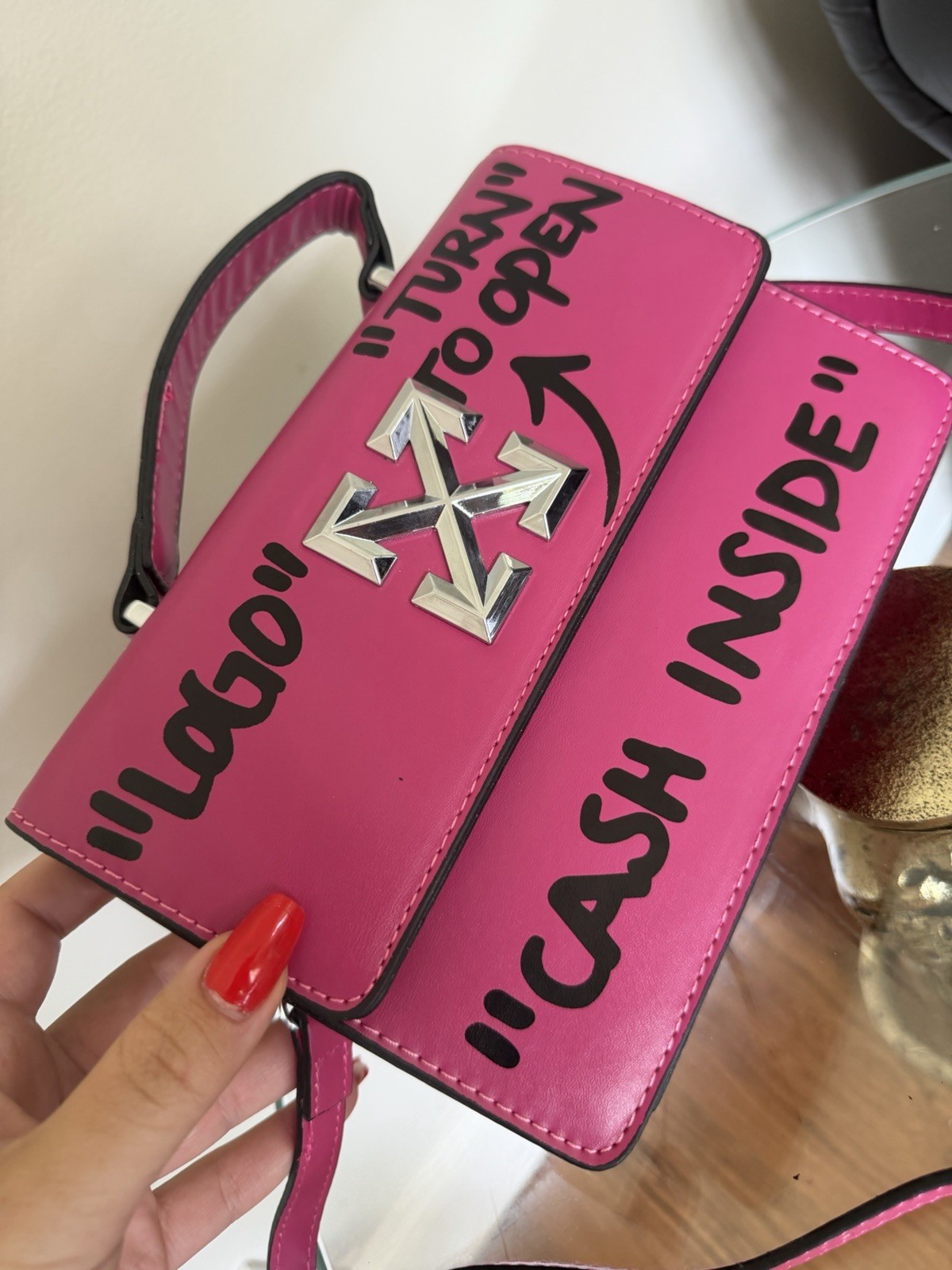 OFFWHITE Flap Crossbody Bag w/ Adjustable Strap