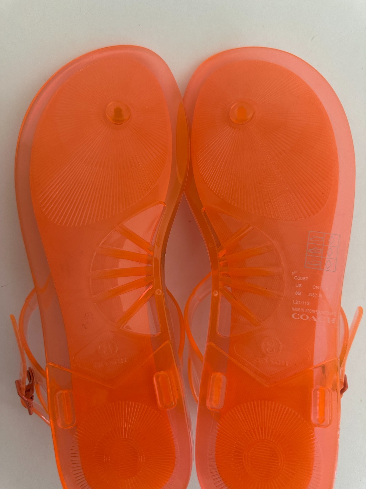 COACH Natalee Jelly Sandals SZ. 8 Orange Tangerine Logo Thong Sandals New Strap