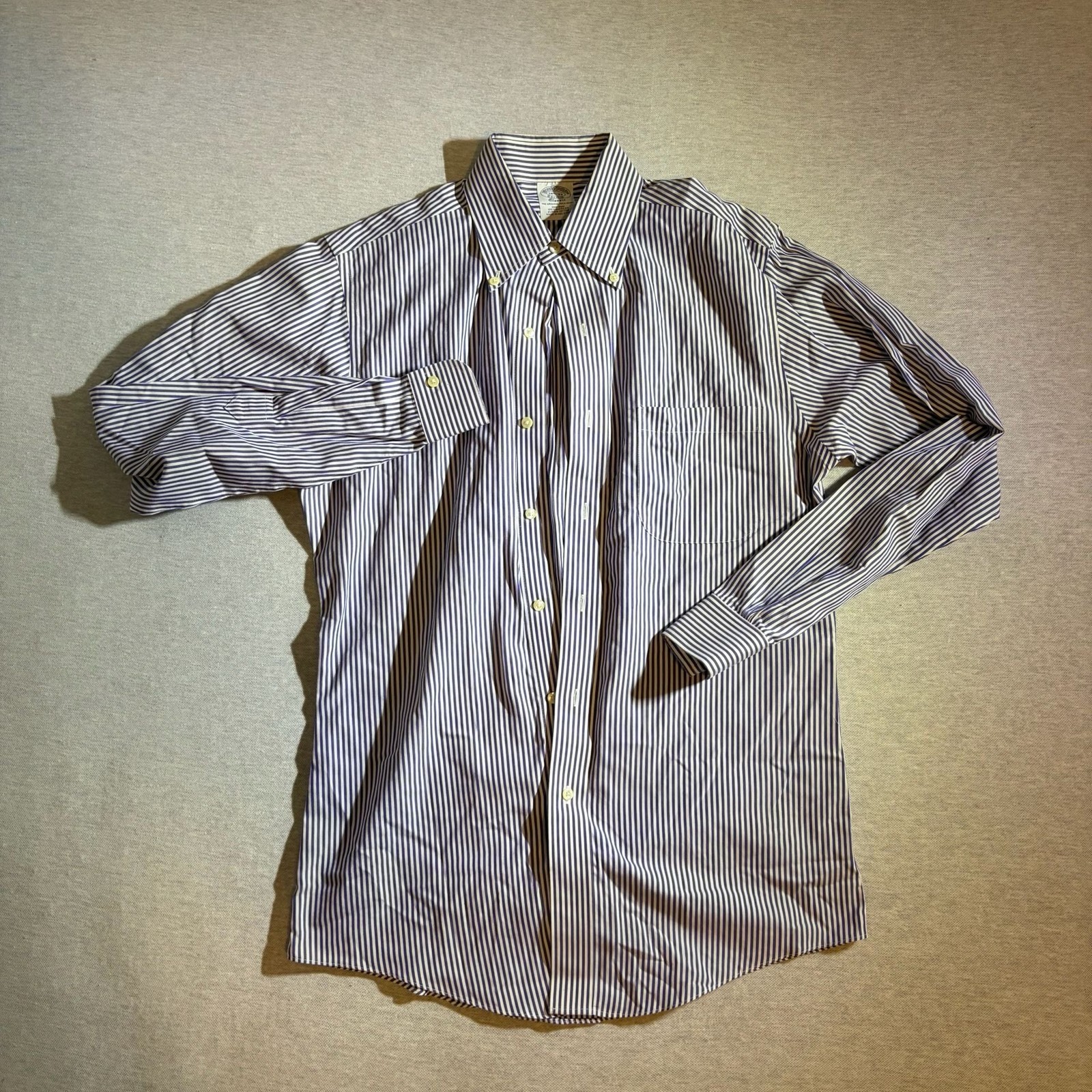 Brooks Brothers Supima Cotton Blue and White Striped Long Sleeve Dress Shirt