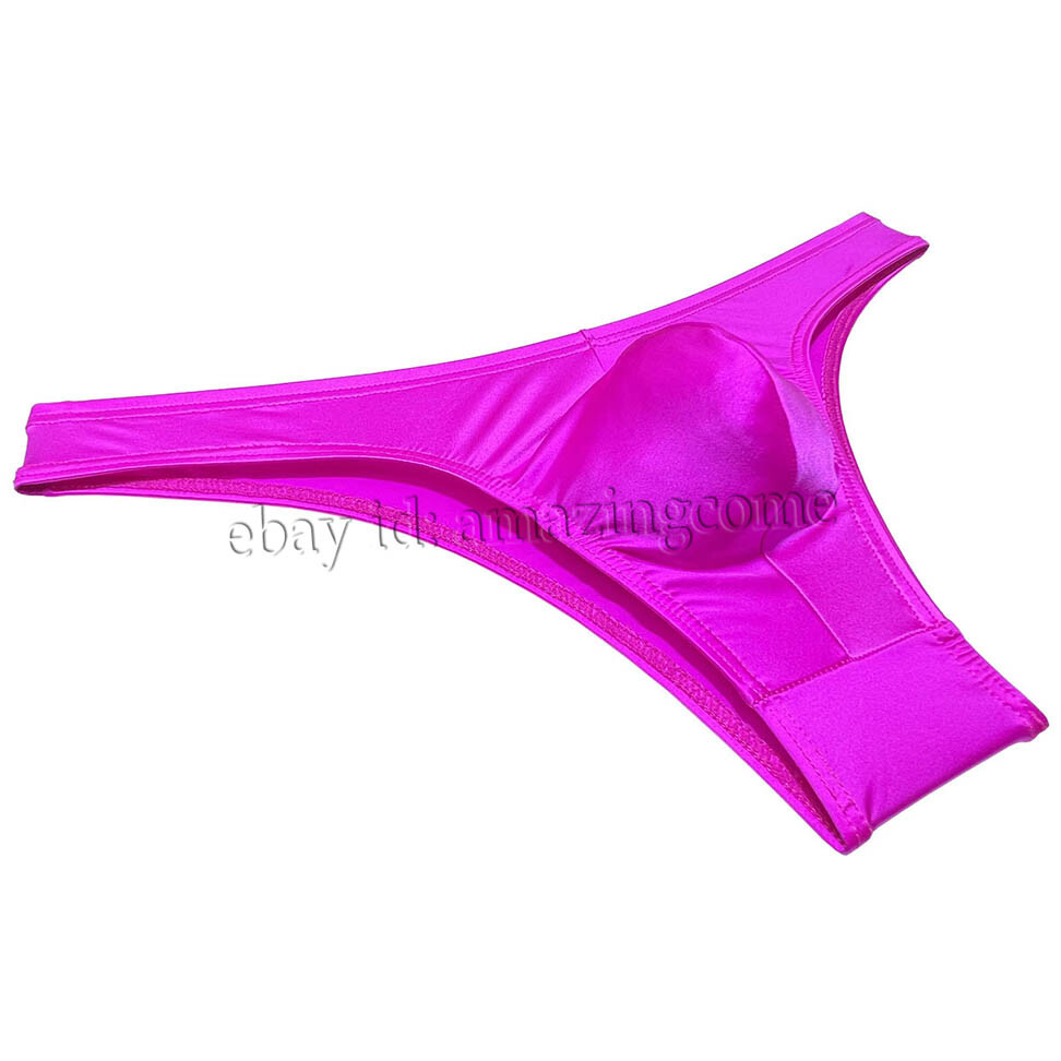 Sex Men Silk Glossy Bikini Briefs Male Cheek Underwear 1/2 Hip Coverage Swimsuit