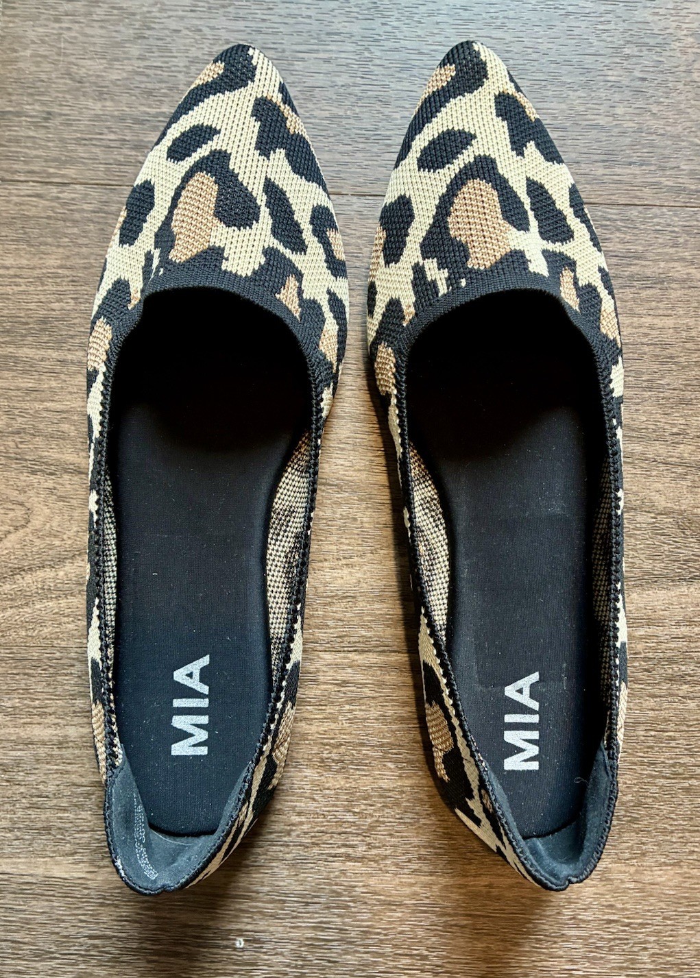 MIA Kerri Womens New Leopard Print Knit Pointed Toe Ballet Flat Shoes Size 8