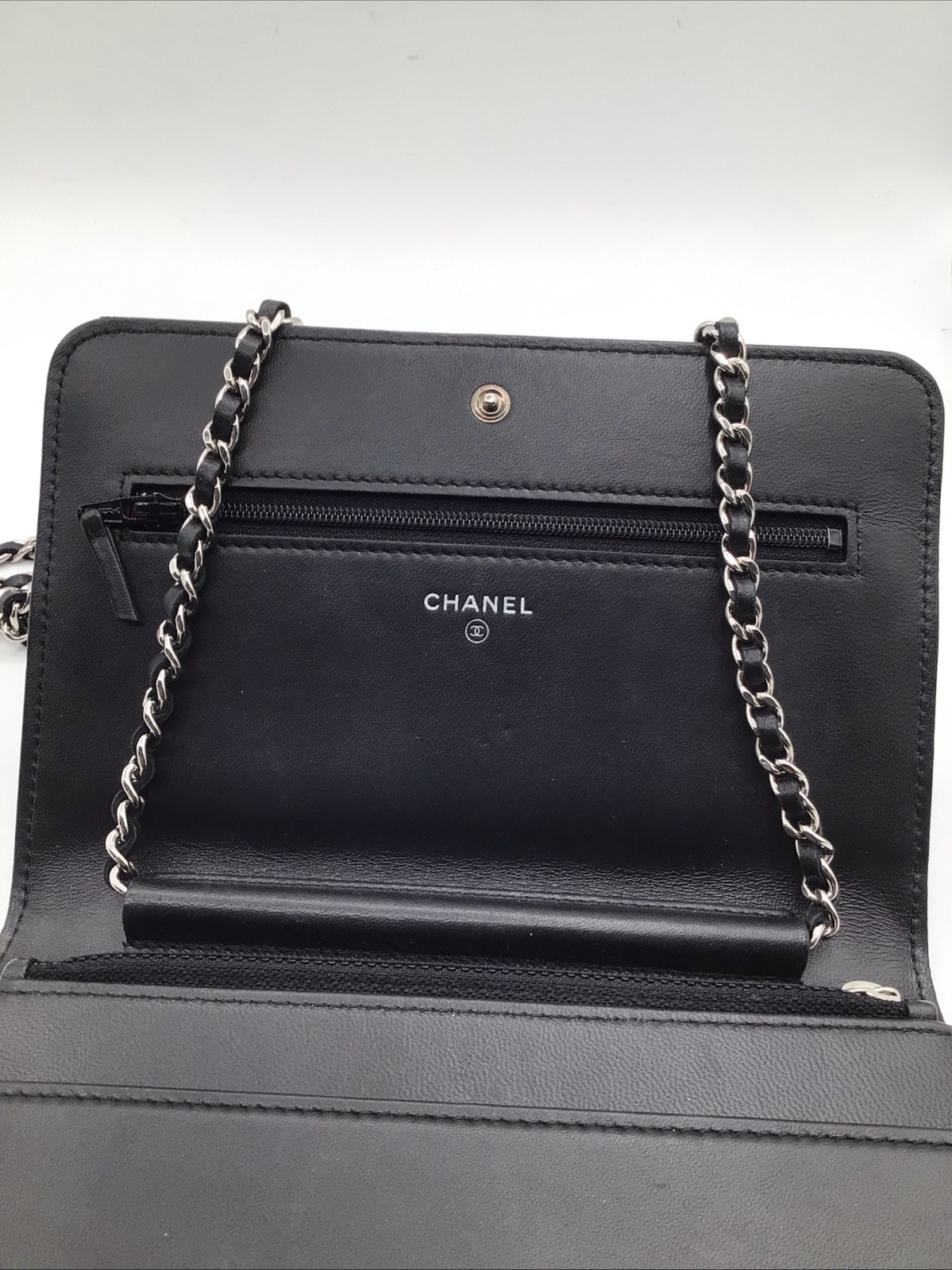 Chanel Matelasse Chain Wallet Black Leather
