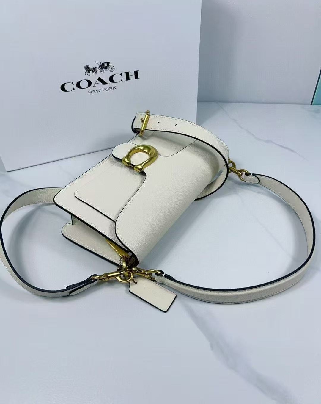 COACH F73995 Tabby Shoulder Bag 26 White Polished Pebble Leather 2 Way Outlet