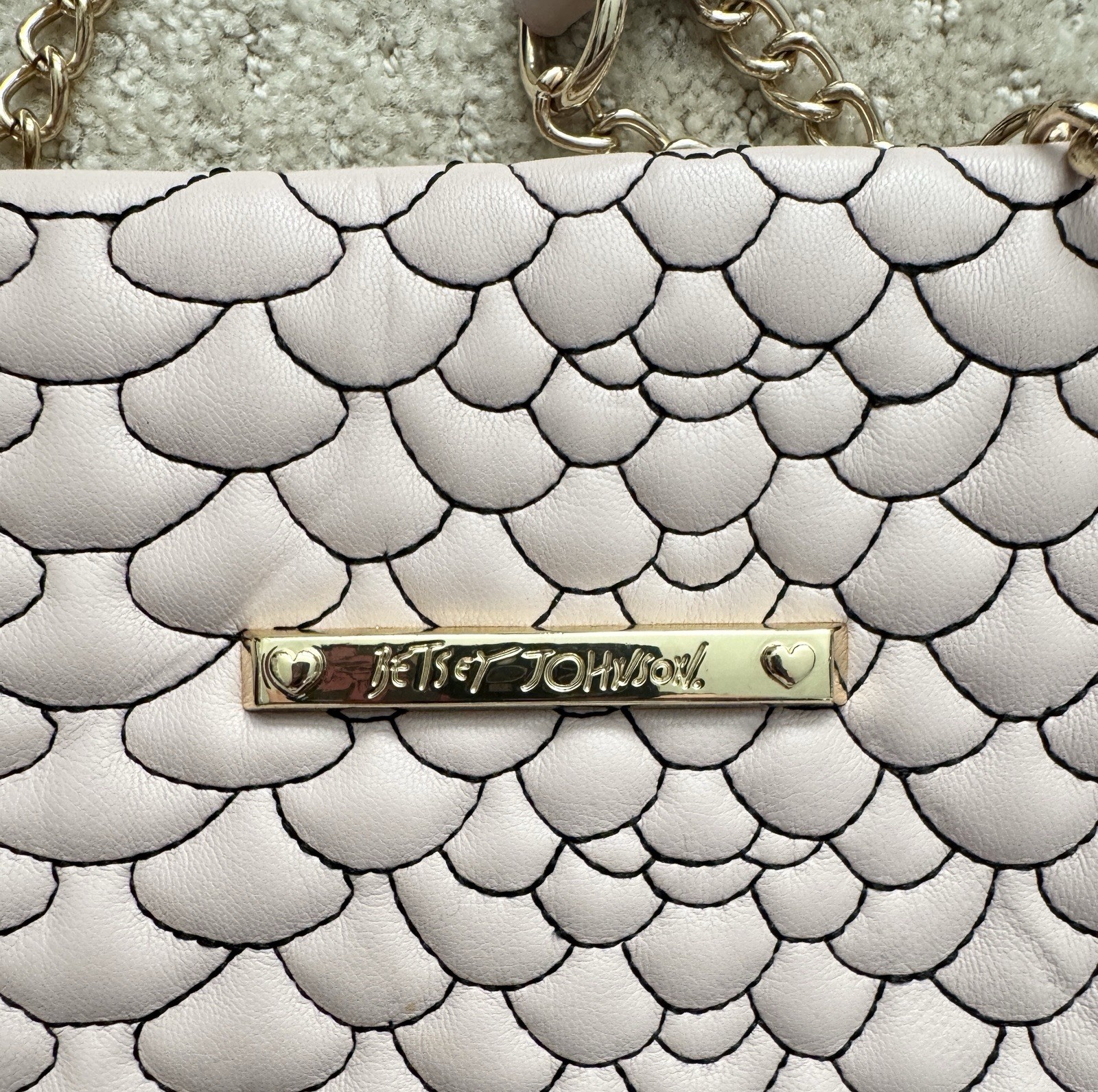 BETSEY JOHNSON XO Lisa Blush Pink Quilted Shopper Gold Chain Tote Handbag (NWT)
