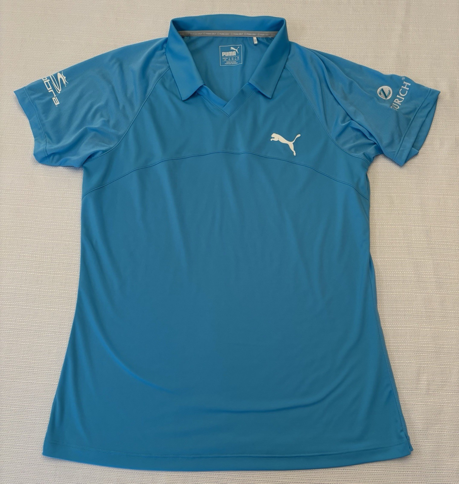 Puma PGA Tour Issued Women’s Large Cobra Zurich Sponsorships Blue Golf Polo
