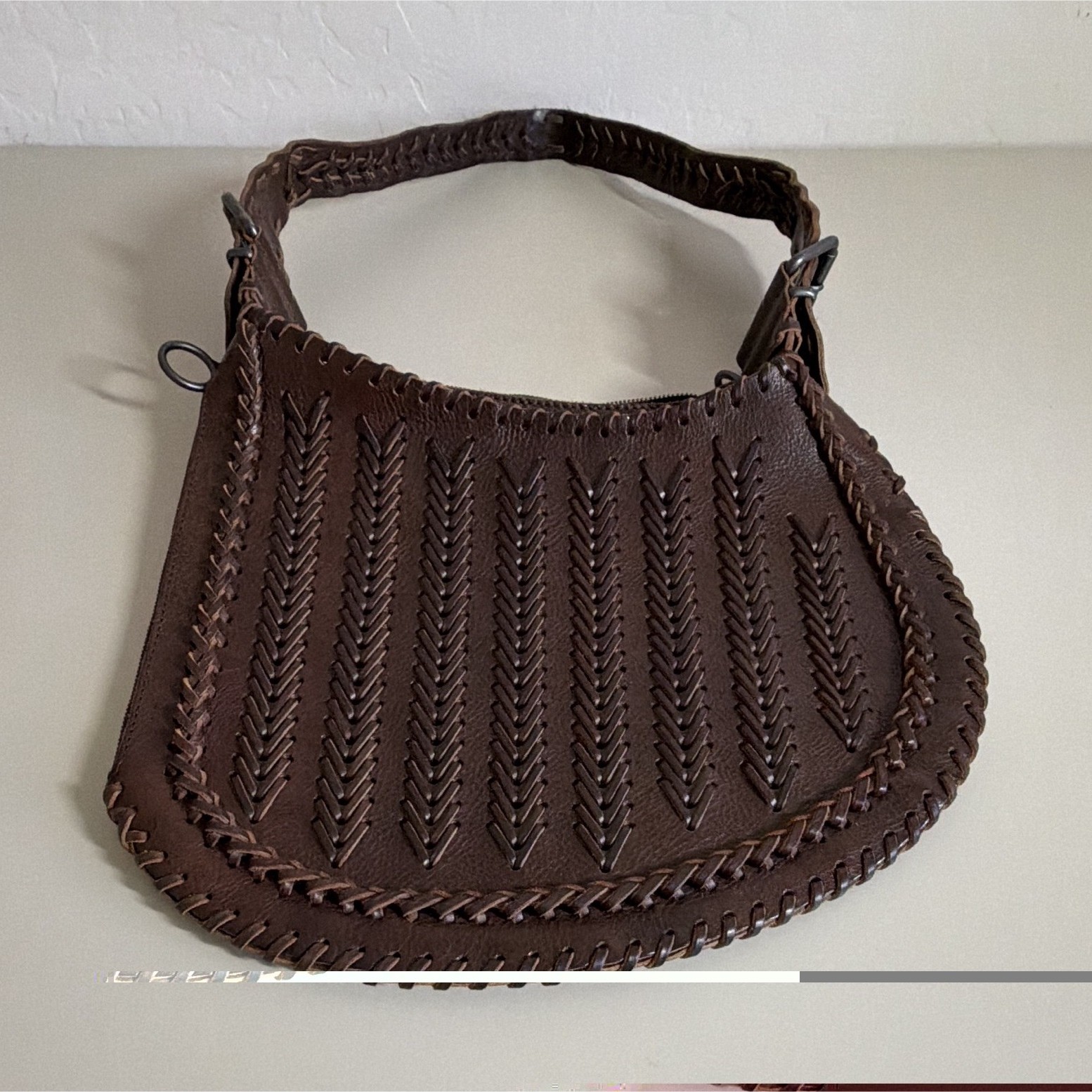 Fendi Whipstitch Oyster Leather Brown Bag Vintage Fall 2002 Excellent Condition