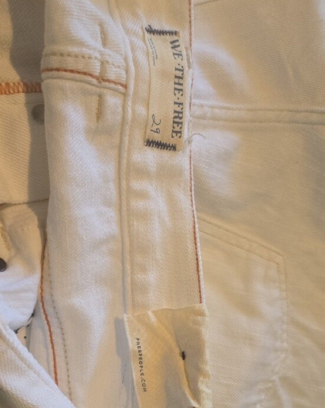 We The Free Button Fly Distressed Raw Hem 100% Cotton White Denim Shorts Size 29