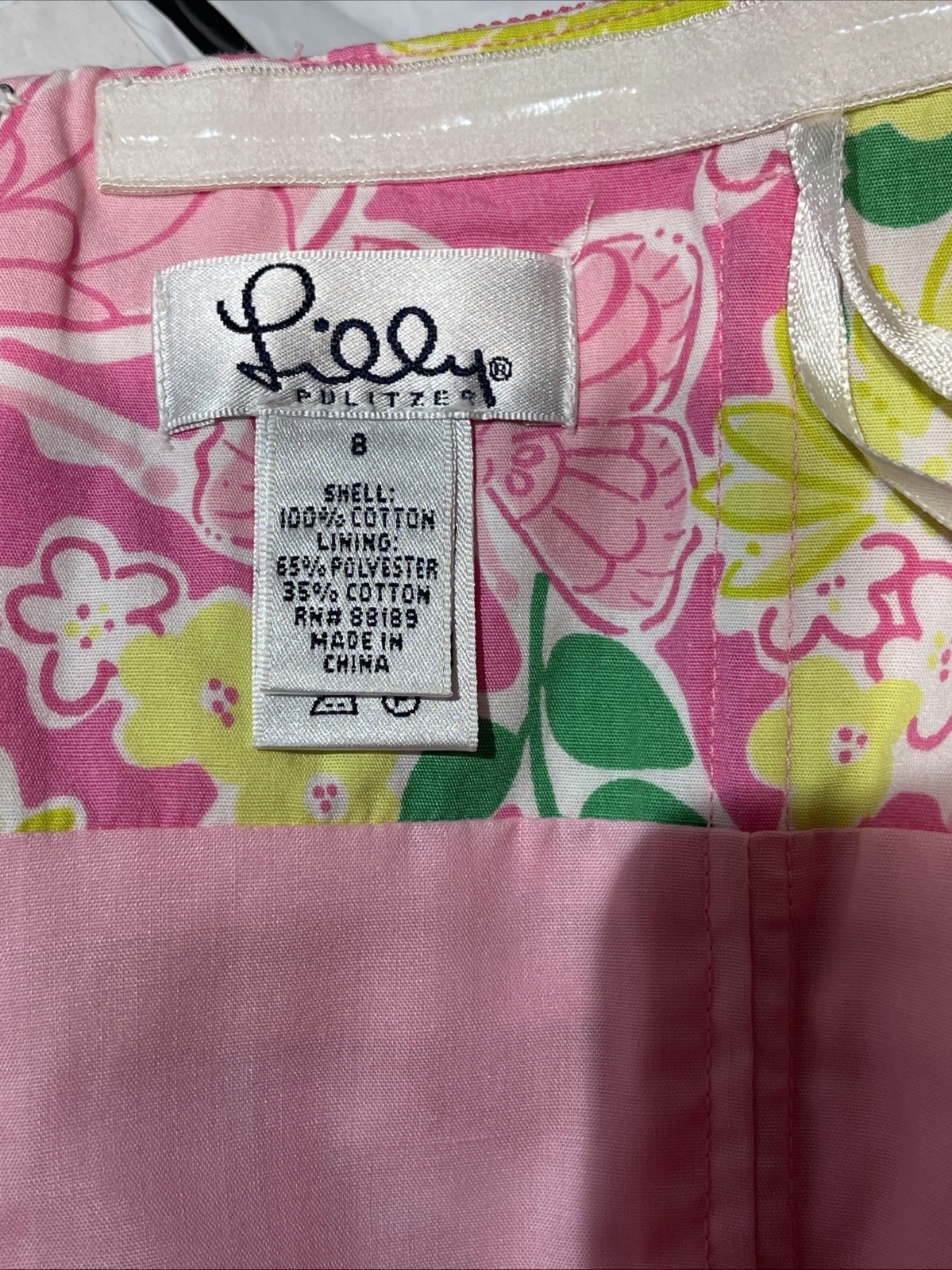 Lilly Pulitzer Bowen Sz 8 Pink Patchwork Mini Strapless Sundress Corset Lined
