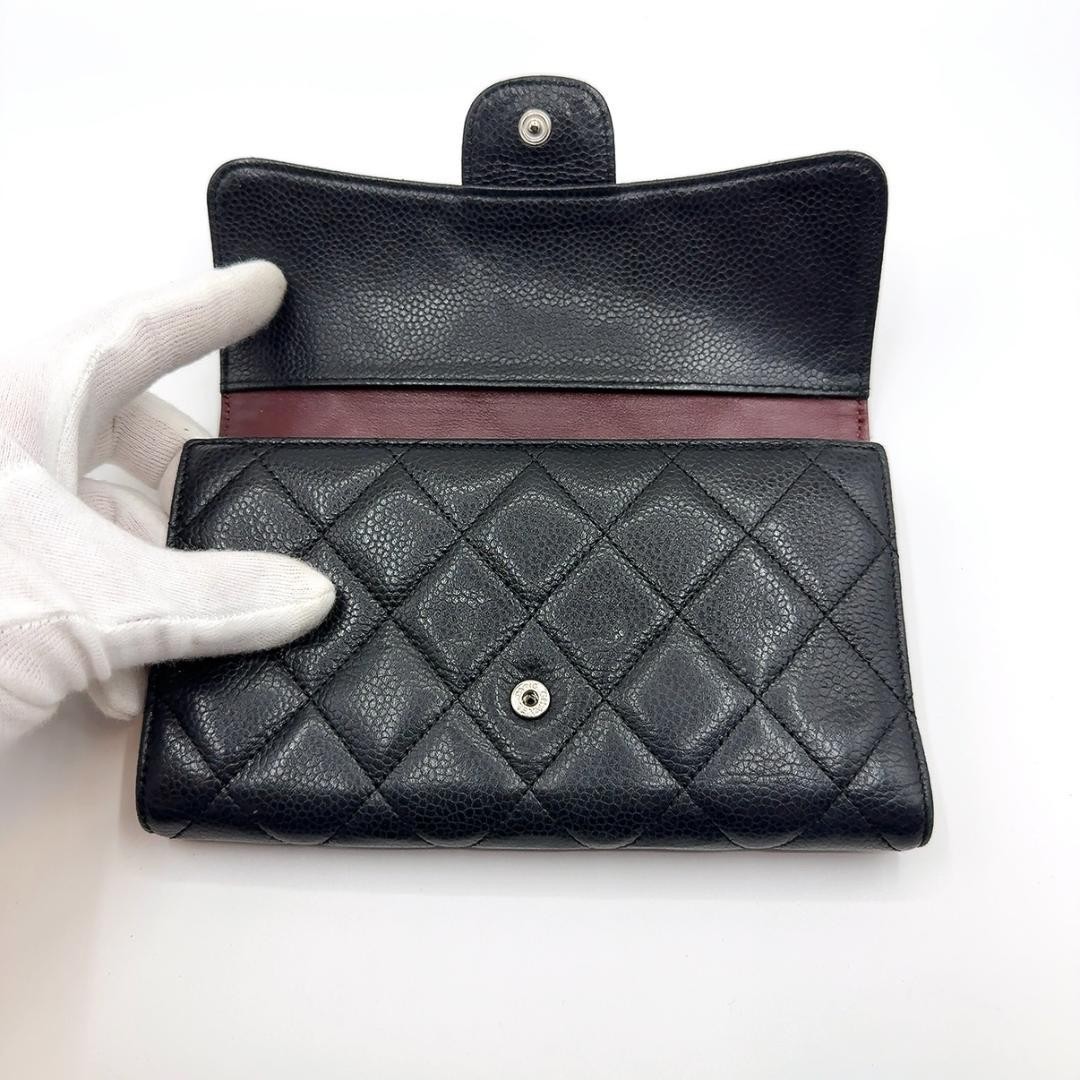 Chanel Caviar Skin Matelass Trifold Long Wallet CHANEL