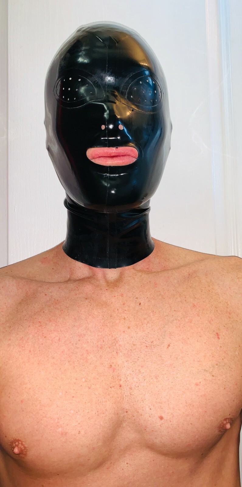 Hood Mask Cosplay Rear Zipper 0.4 mil 100% Latex Rubber Mesh Eyes