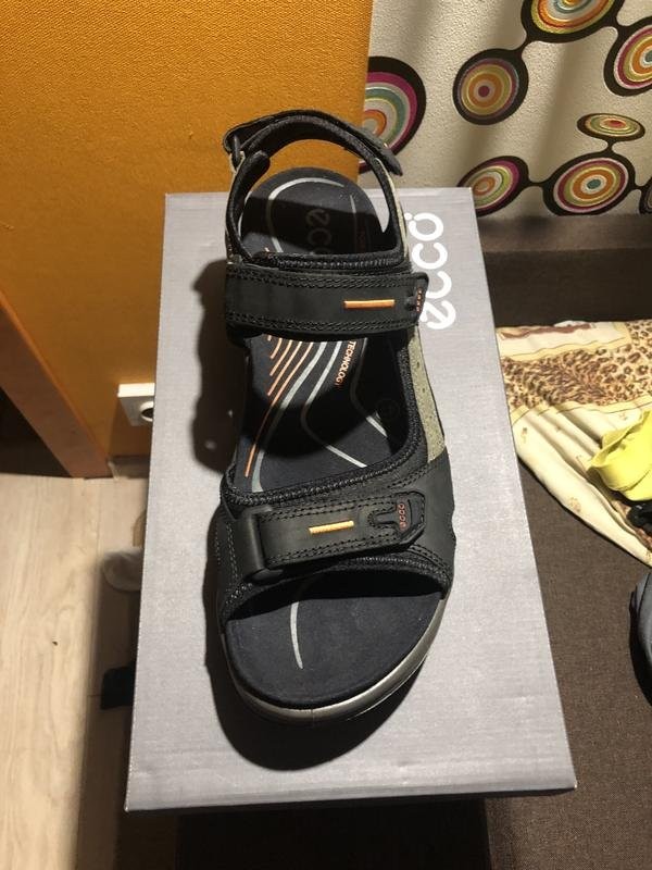 Men Ecco Sandals Black Nubuck 47