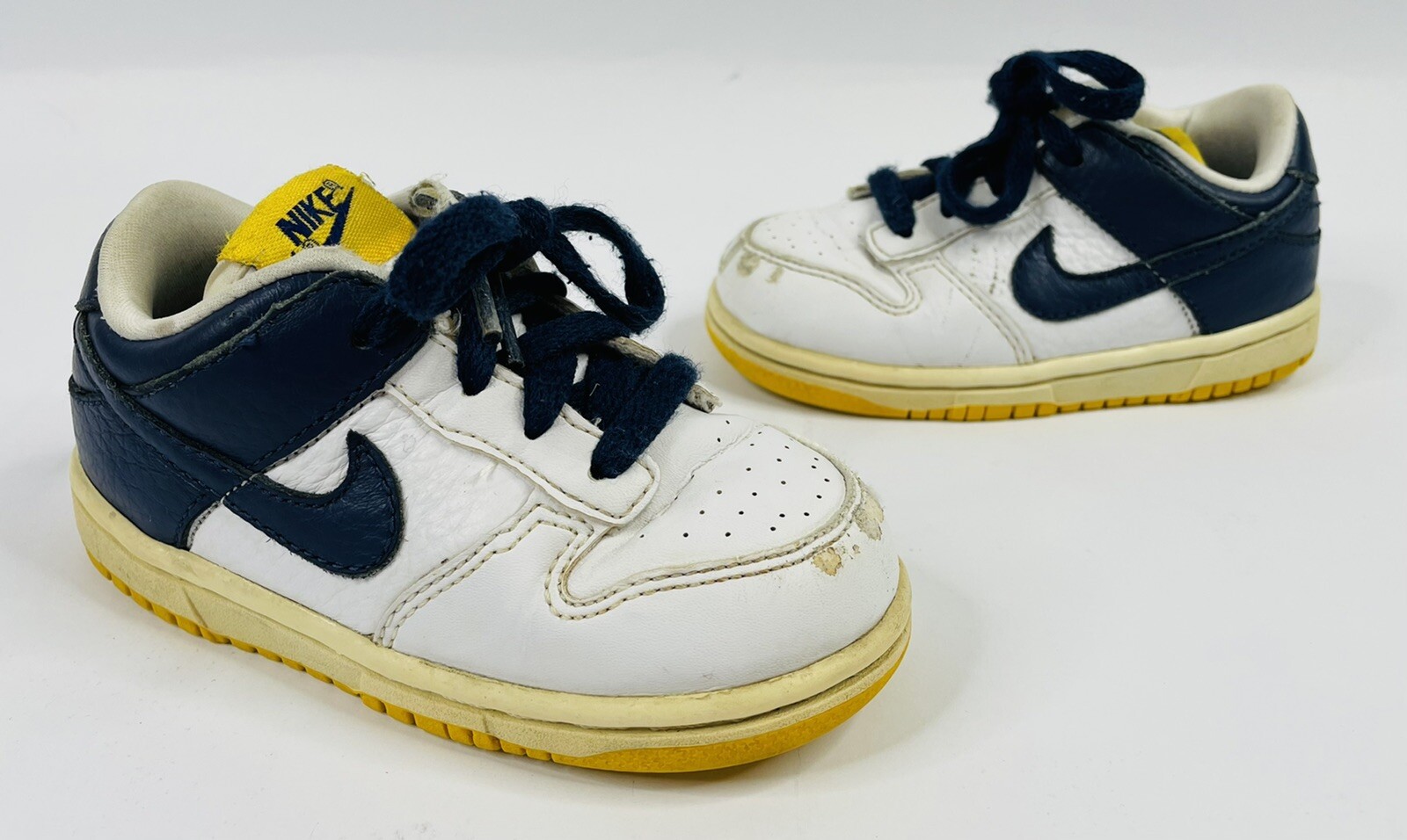 Vintage 2007 Nike Dunk Low Toddler 7C Navy White Yellow 316610-145 Rare Used