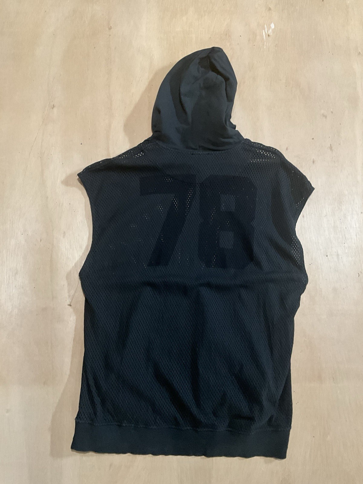 Diesel Men’s Perforated Sleeveless Hooded Jersey Charcoal Size XL