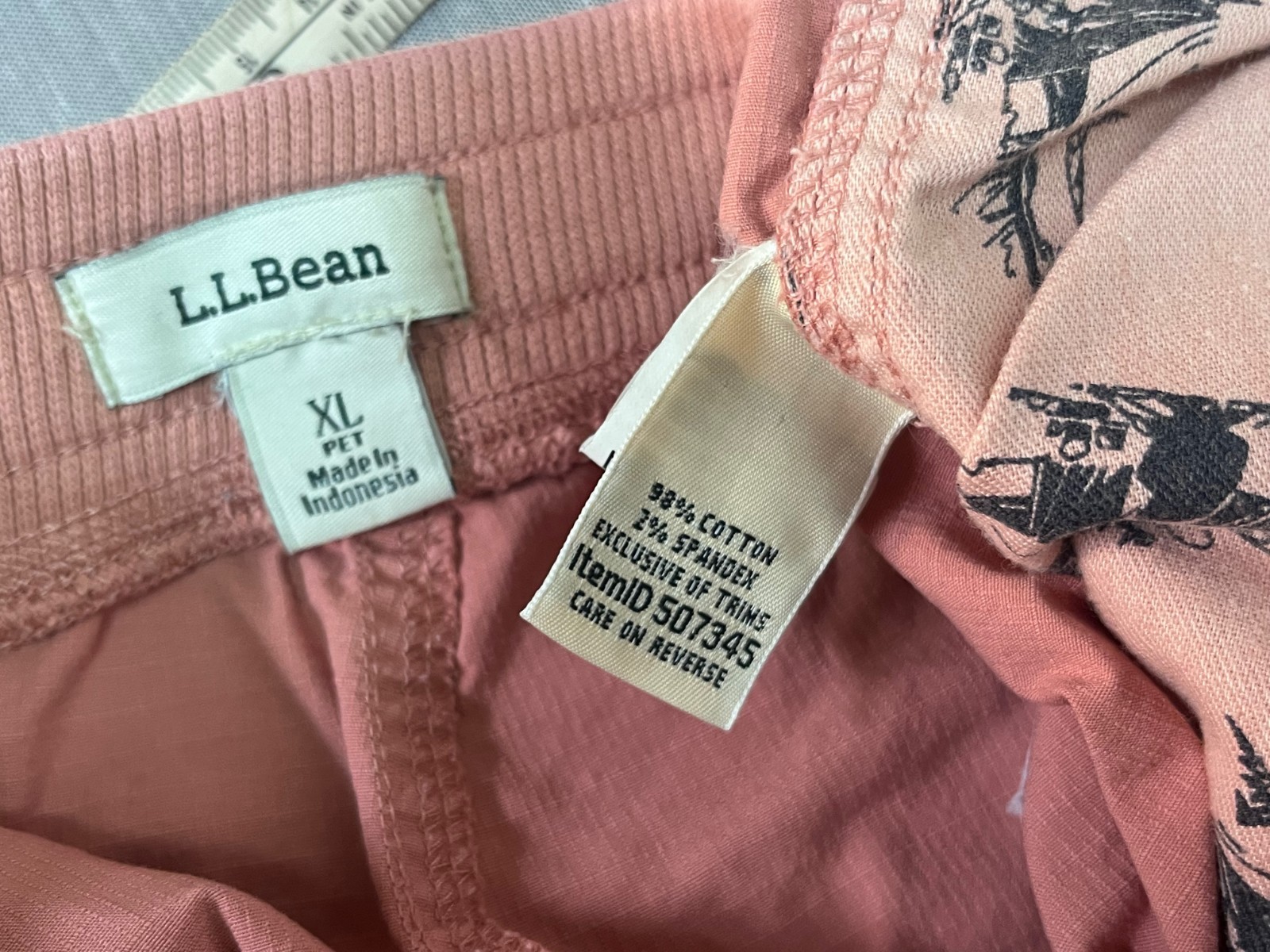 L.L Bean Salmon Pink Elastic Waist Pull-on Crop Pants Drawstring XL