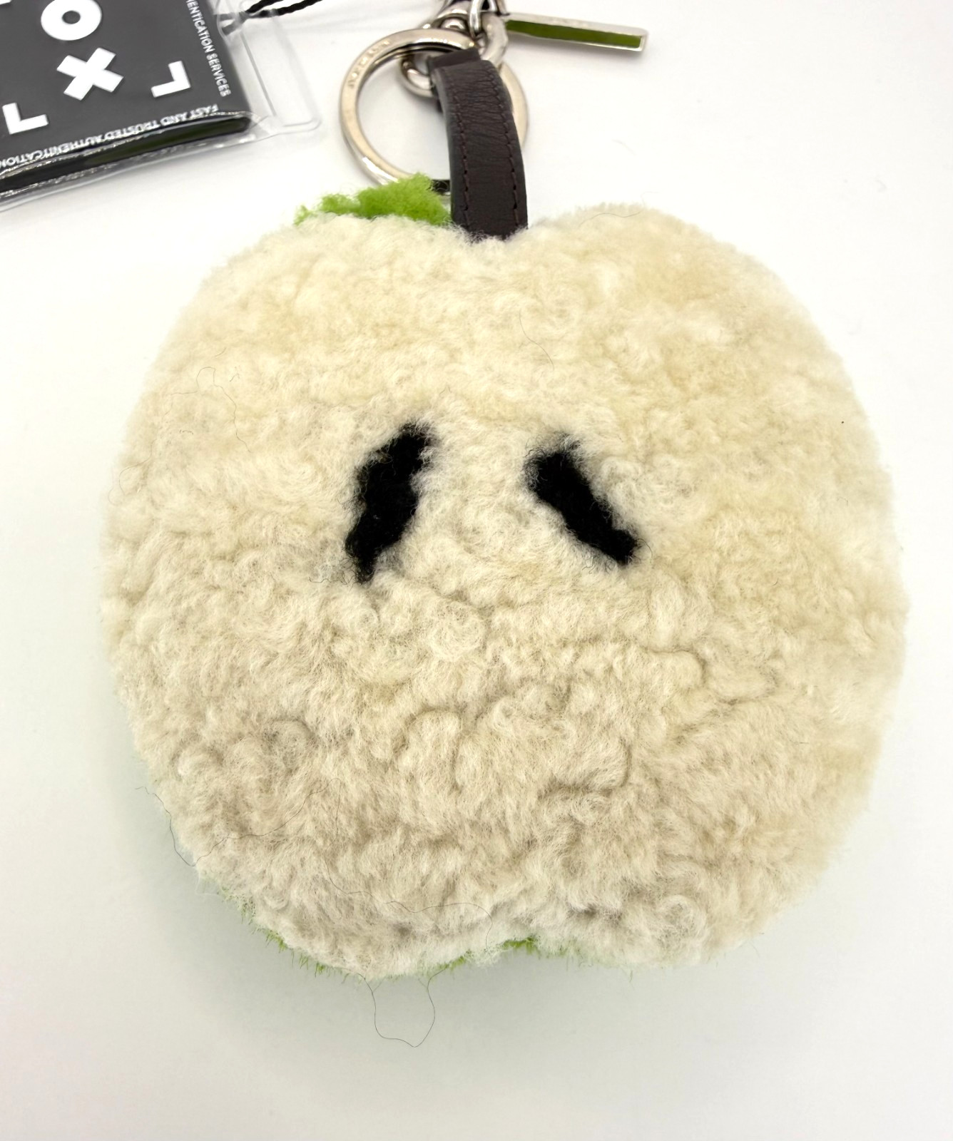 FENDI Green Apple Fur Leather Bag Charm Silver Keychain – Excellent Condition