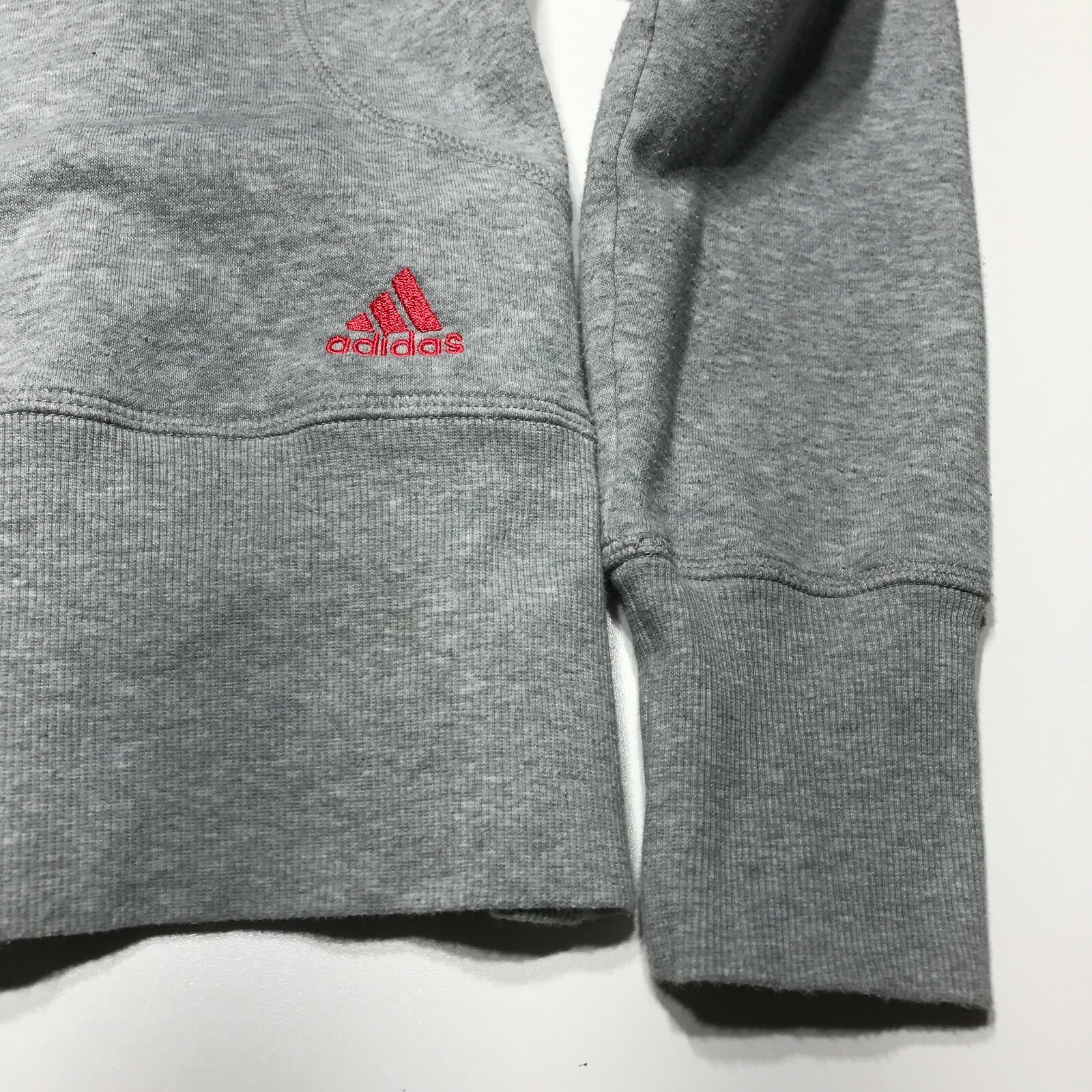 Adidas Jacket Womens Size L Drawstring Hooded Full Zip Applique 2 Front Pockets