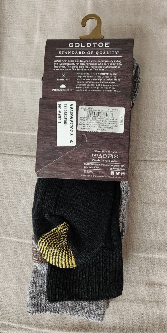 2 Pack! Gold Toe Socks Shoe Sz 6 – 12 1/2, 1 Black, 1 Multi, Poly/Nylon/Spandex