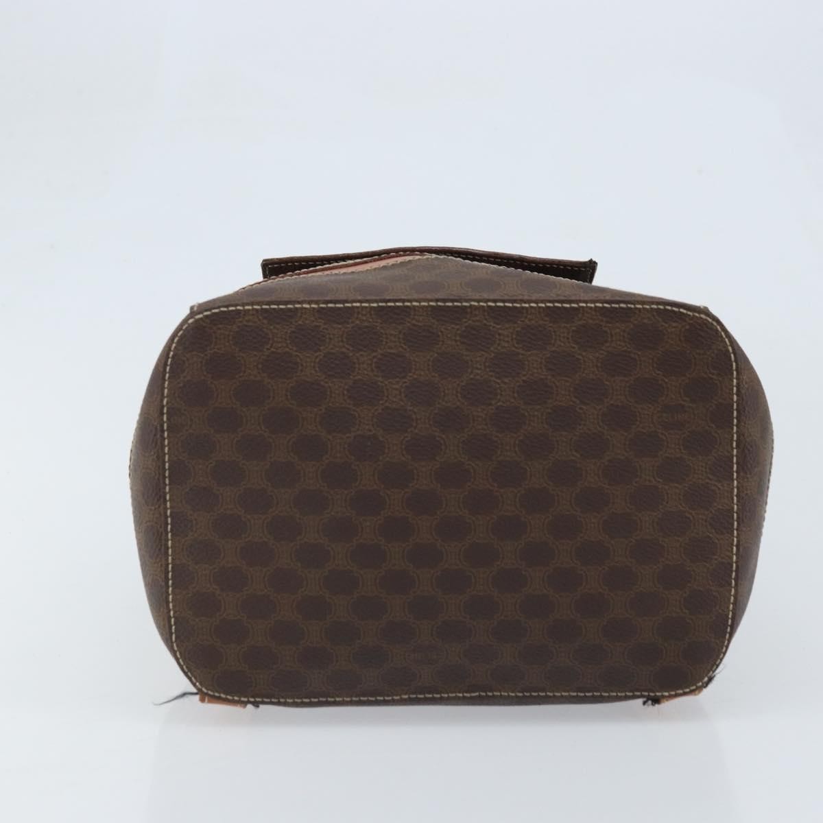 CELINE Macadam Canvas Backpack PVC Leather Brown Gold Auth gh1897