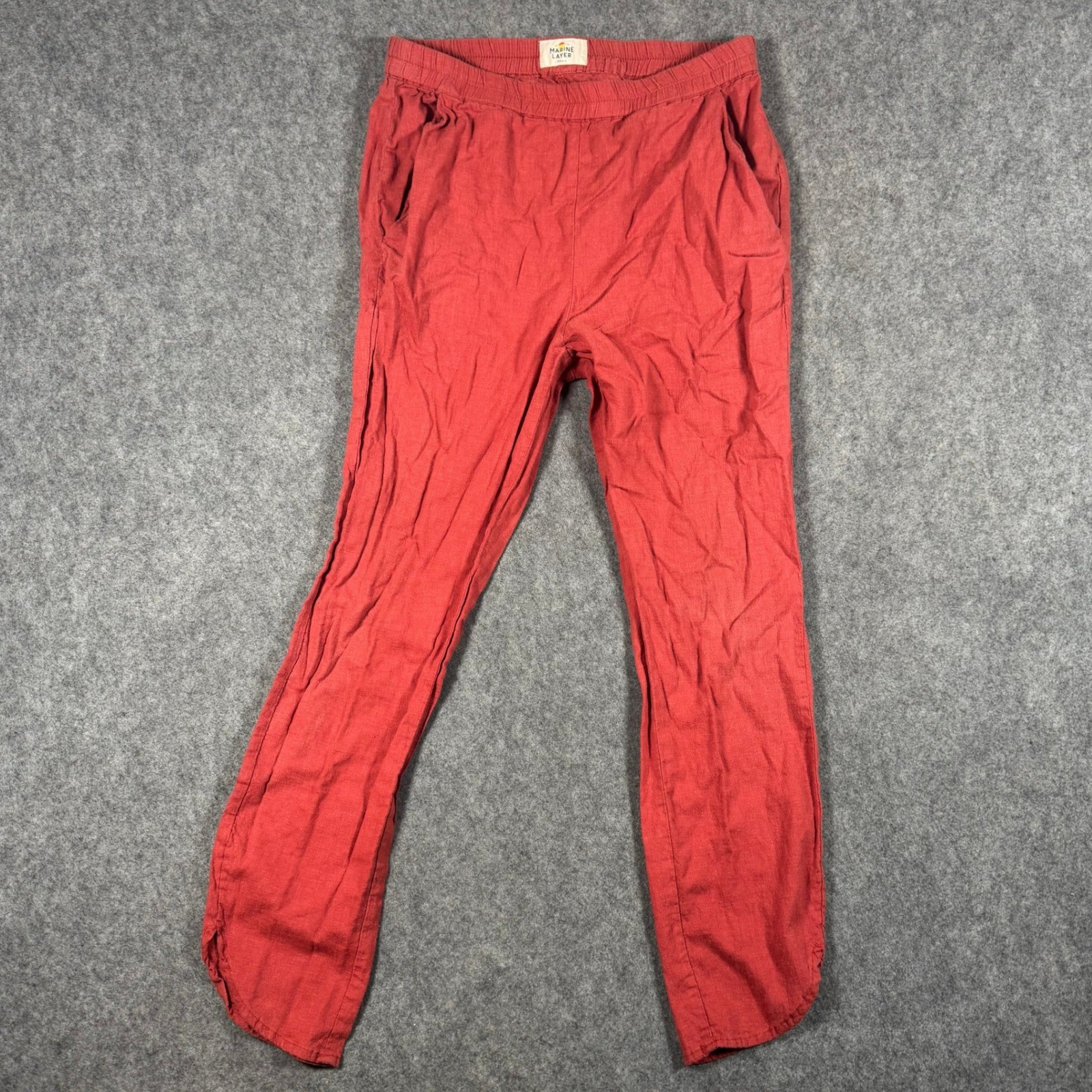 Marine Layer Pants Womens Small Red Hemp Tencel Blend Elastic Waist Allison