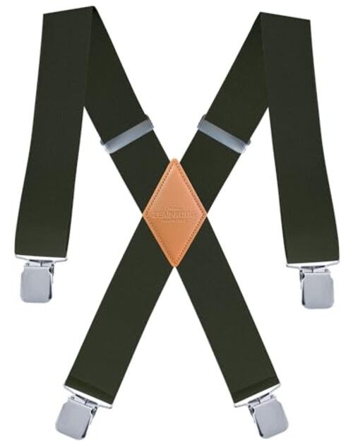 Heavy Duty Mens Suspenders.X-Shaped 2” Wide Strong Clips Suspenders For Black