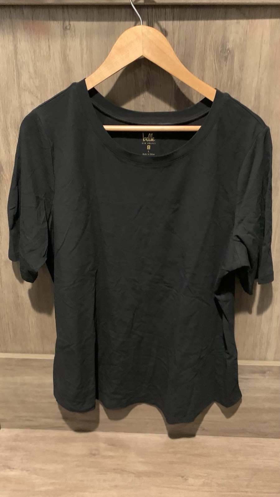 SIZE LARGE Belle® by Kim Gravel NEW Women’s Black T-Shirt Cotton Modal Blend