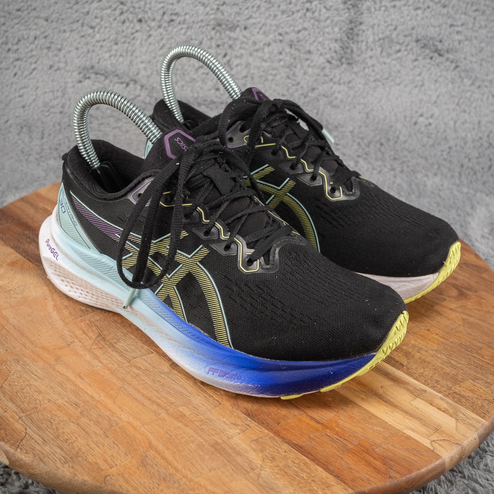 Asics Gel Kayano 30 Womens Size 5.5 Black Blue Running Shoes Sneakers 1012B357