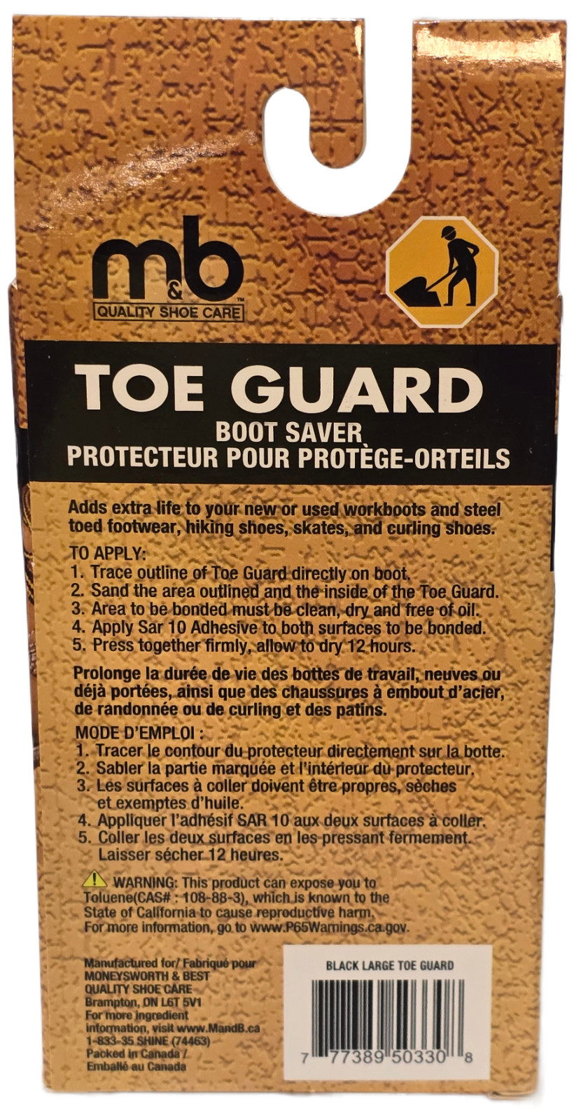 Moneysworth & Best Quality Shoe Toe Guard Boot Saver – Color Black LARGE 1 Pair