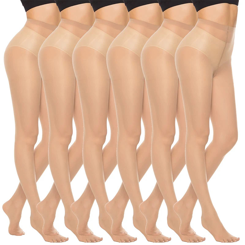 6 Pairs 20D Sheer Tights Ultra Thin High Waist Pantyhose Thigh High Stocking New