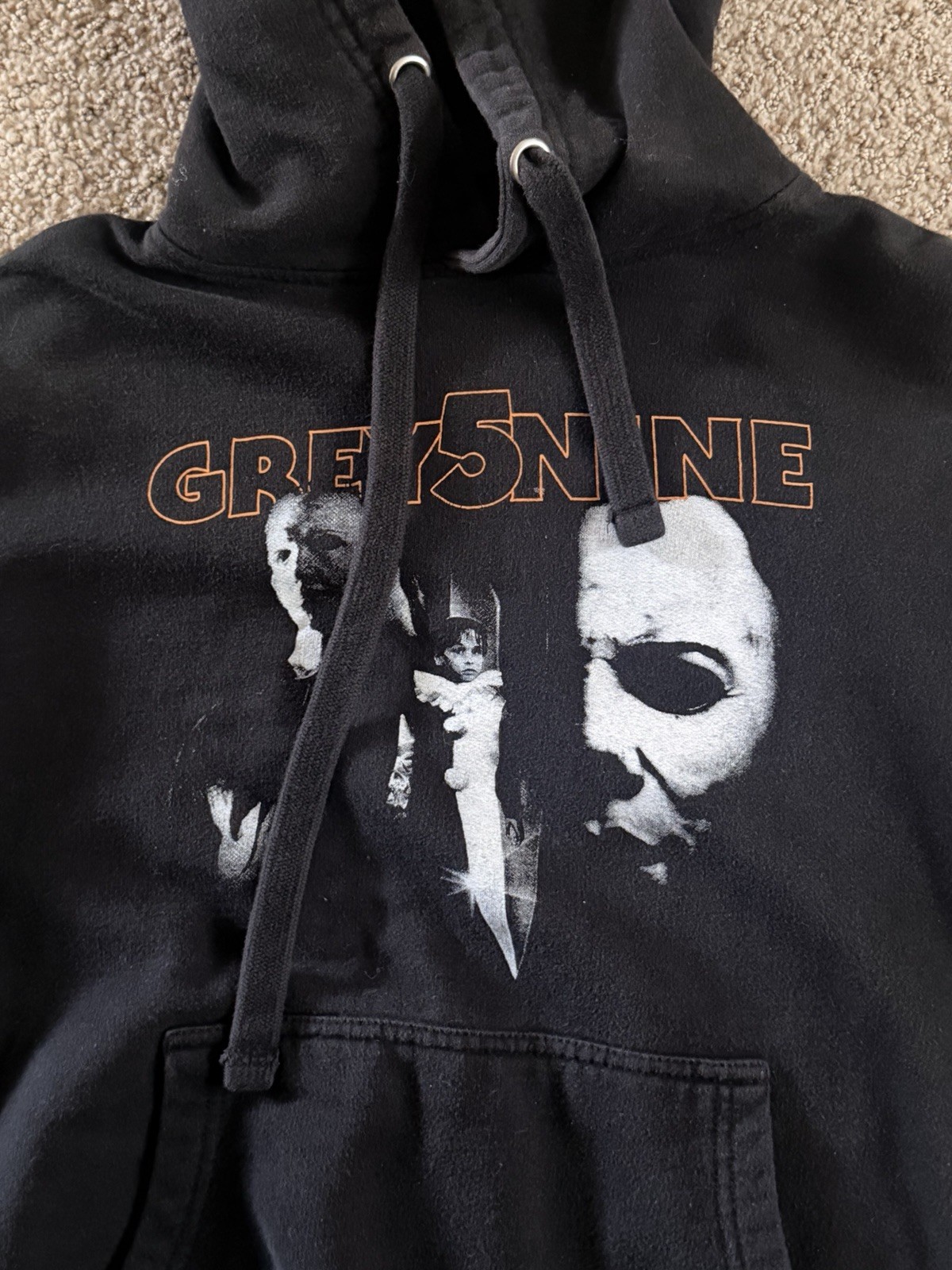 G59 Grey Five Nine RARE Men’s Black Halloween Pullover Hoodie Pockets Size S