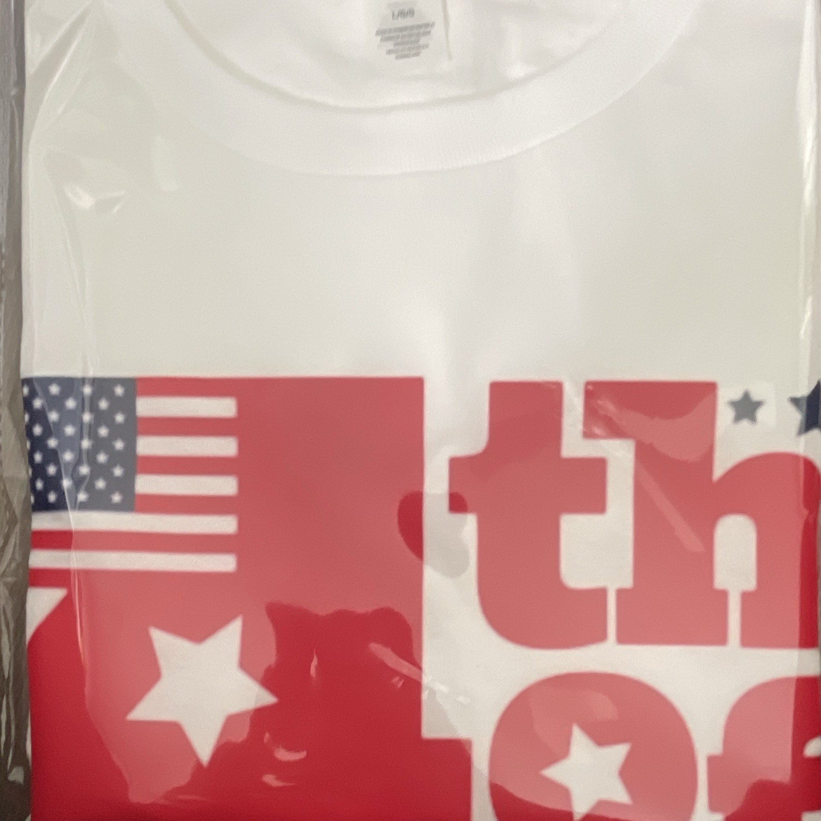 White Cotton Men’s 4th of July USA Patriotic Graphic Print Crew Neck T-Shirt L