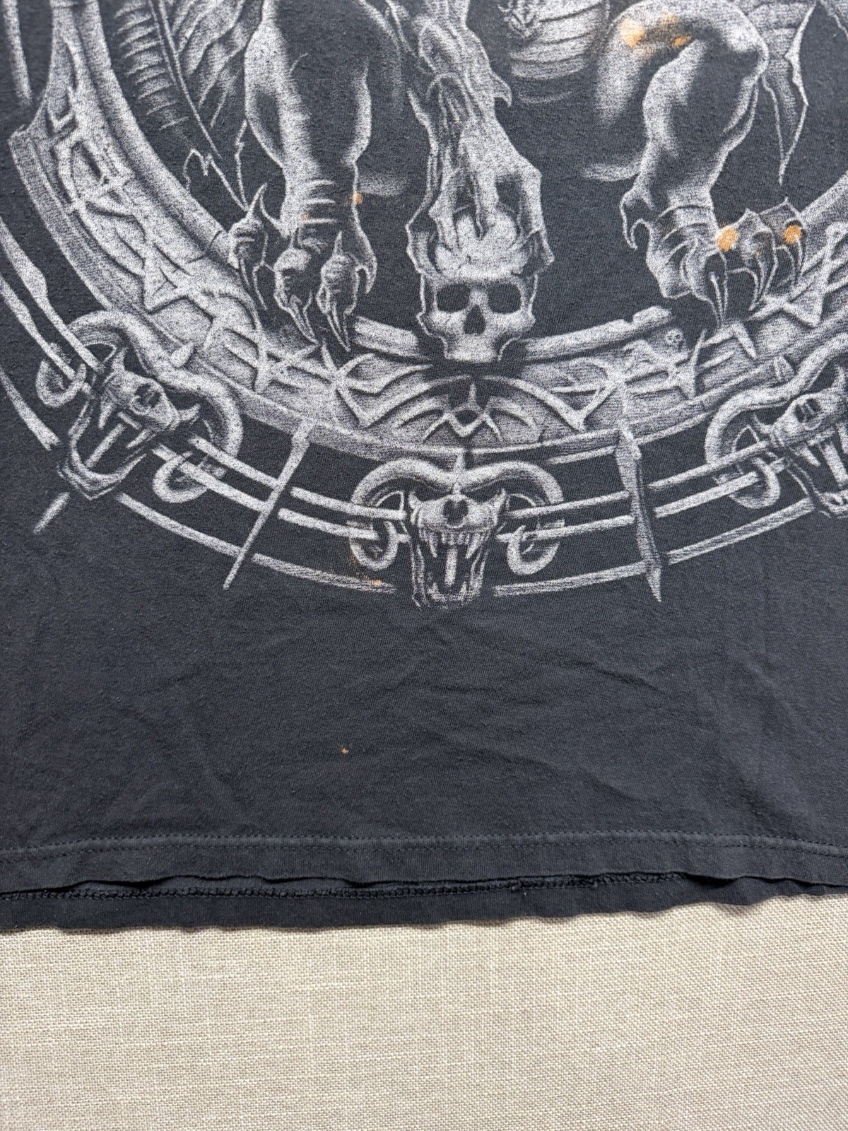 LIQUID BLUE 2001 XXL T-SHIRT DRAGON CATCHER BLACK SKULL TEE ALL OVER PRINT