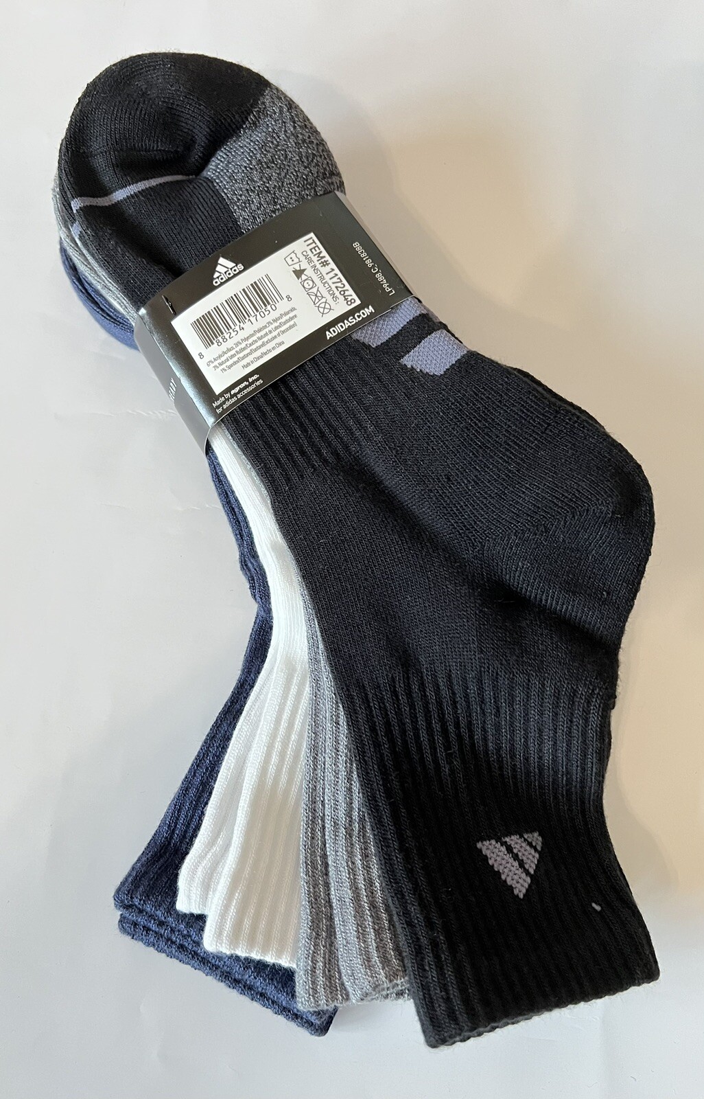 NWT Adidas Men’s High Quarter Sock, 4-pair