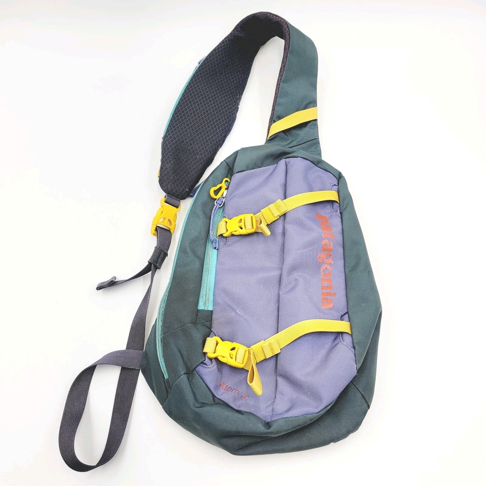 Patagonia Atom Sling Bag 8L Purple Gray Yellow Crossbody Backpack