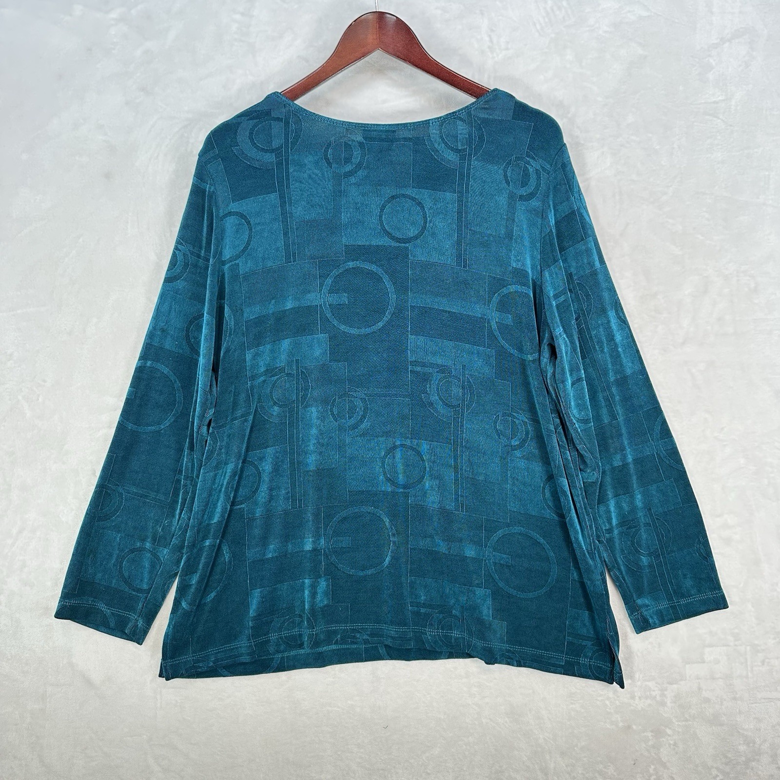 Vintage Citiknits Top Womens 1X Blue Tunic Oversized Stretch Art Slinky Knit