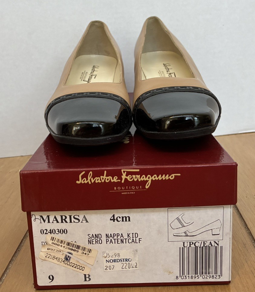 Salvatore Ferragamo Marisa 4cm 0240300 Sand Nappa Kid Nero Size 9