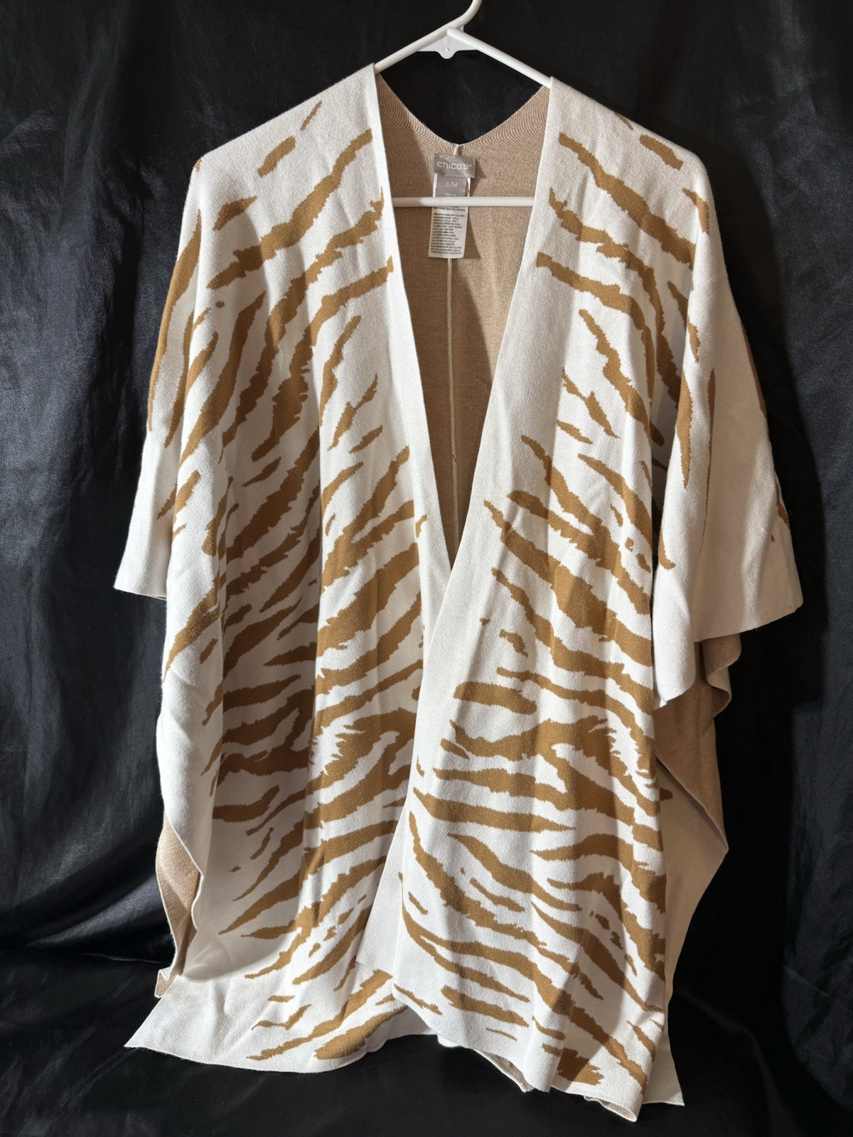 Chico’s Small Animal Print Open Front Lightweight Poncho