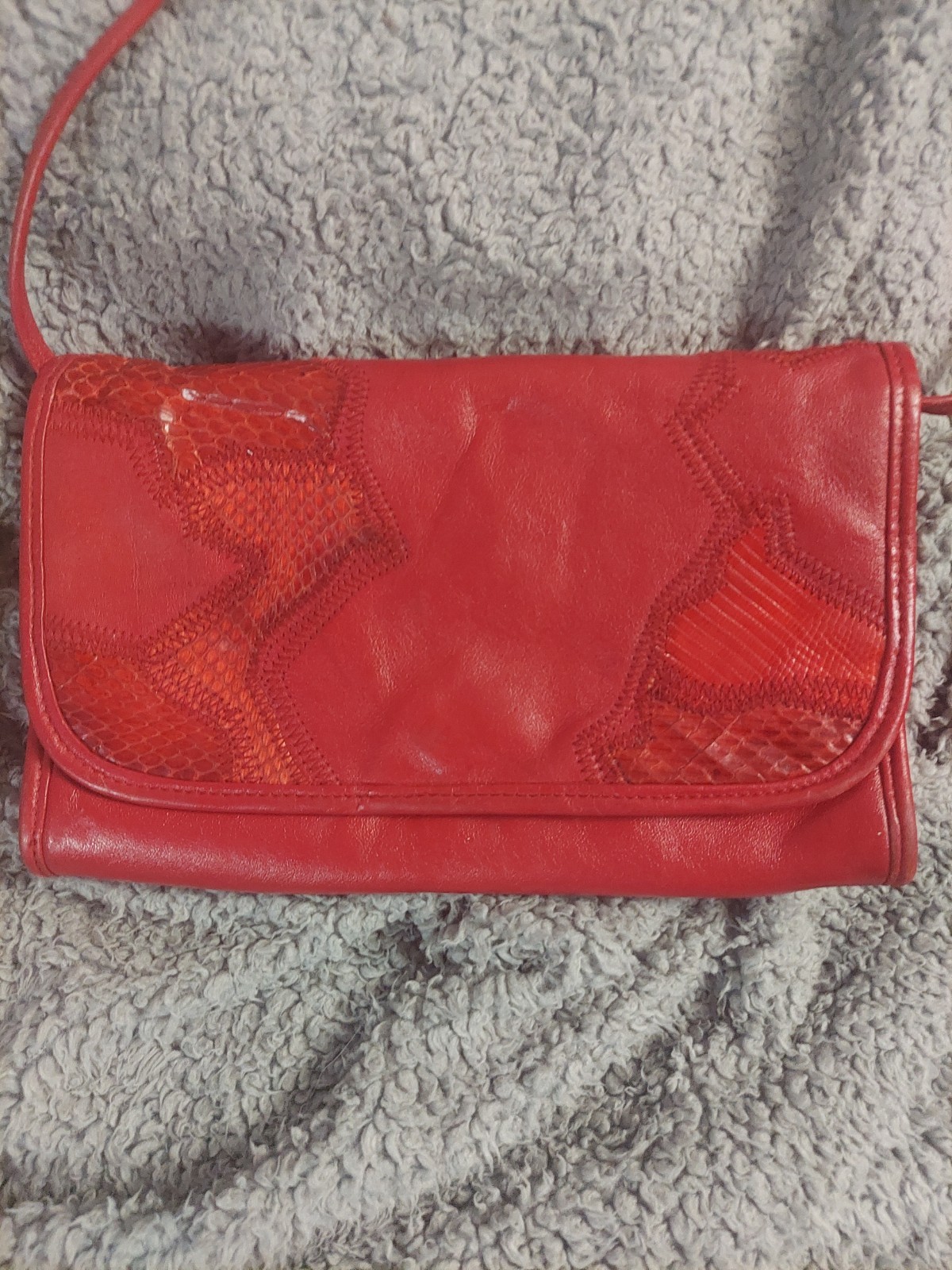Red RARE Vintage Clemente Bag One Of A Kind Real Snake/Python Skin