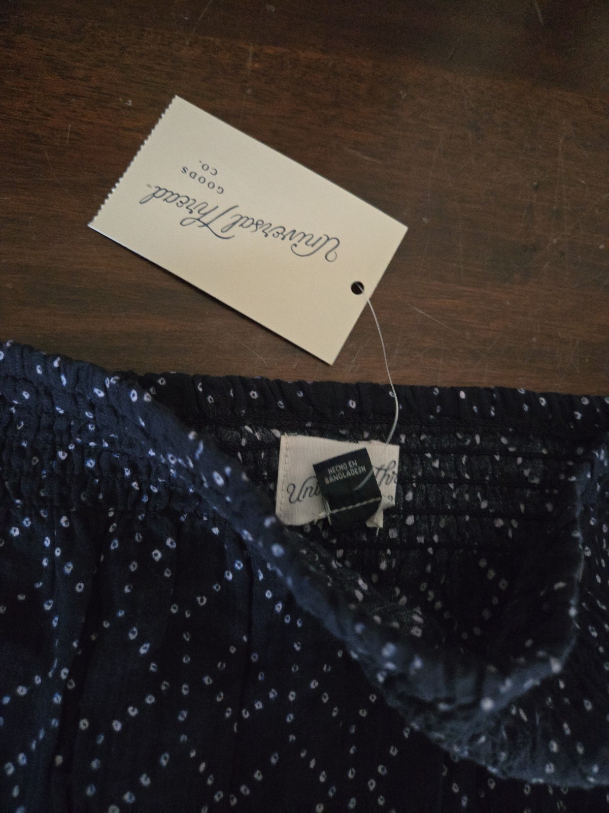 Universal Thread Womens Crinkle Gauze Tube Top Navy Blue Dot Print Large NWT
