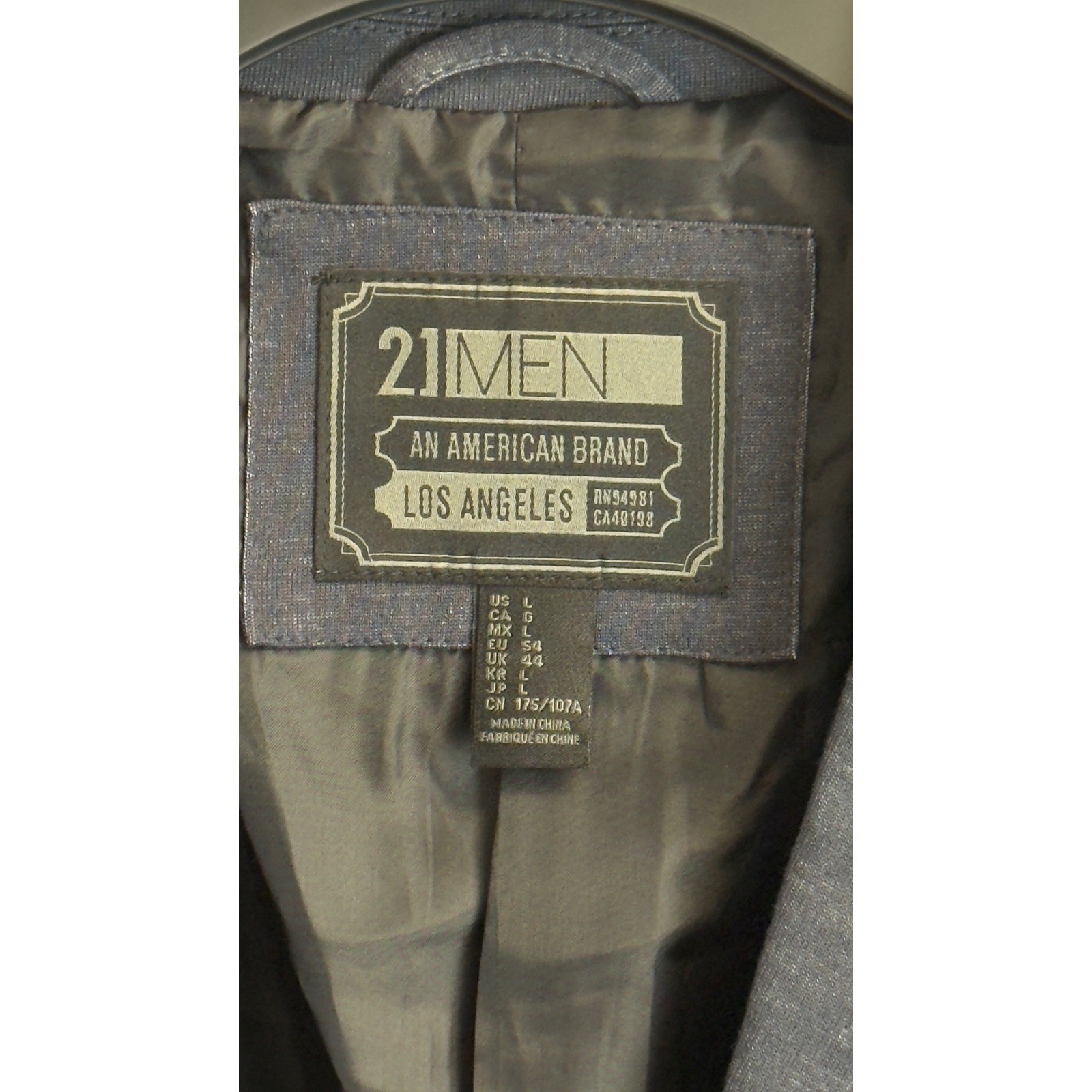 21Men Mens Navy Blue Knit Blazer Jacket Elbow Patches Size Large Two Button