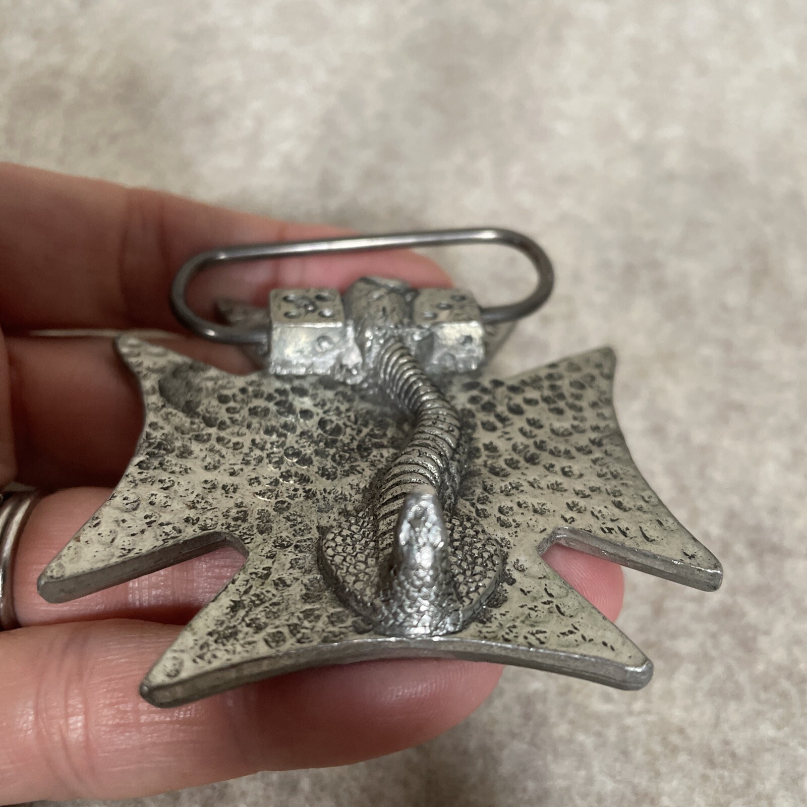 Iron Cross Dress Belt Buckle Motorcycle Biker Goth Punk Cowboy Vintage 90s