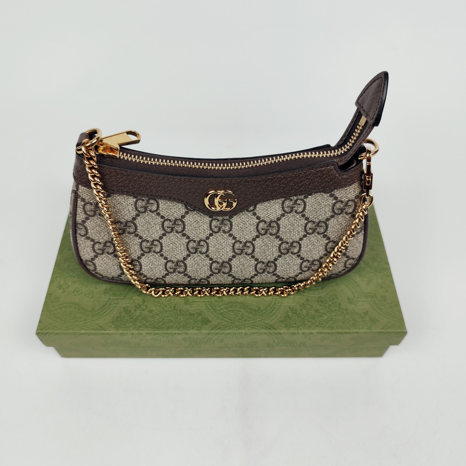Gucci Ophidia Mini Women’s Leather Shoulder Bag Beige & Ebony GG Supreme Canvas