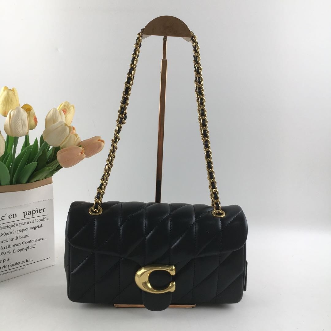COACH CP150 Tabby 26 Quilted Shoulder Bag Leather Black Silver NEW Outlet