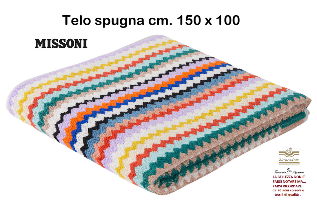 MISSONI sponge cloth cm. 150 x 100; sea pool bath etc. 100% cotton unisex