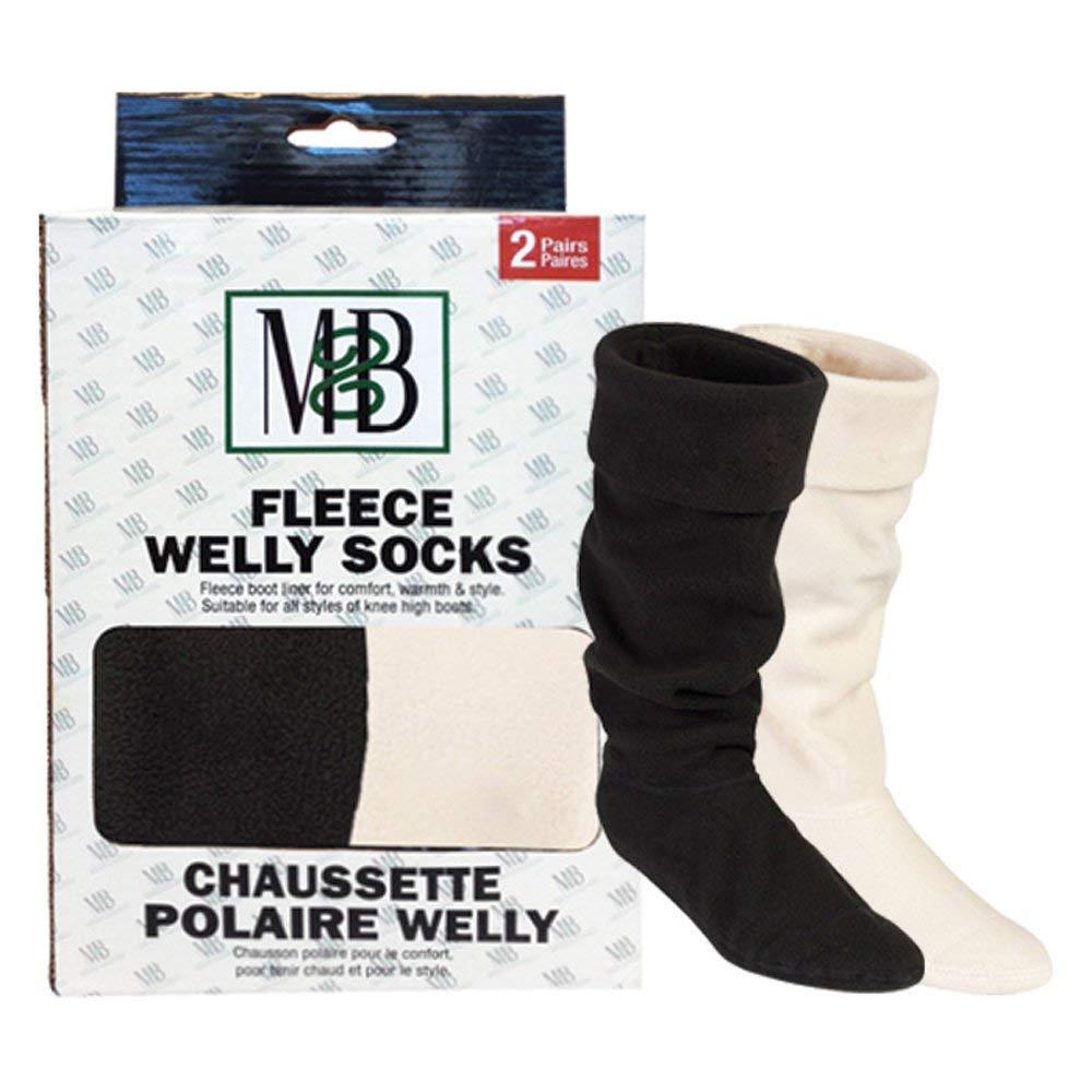 Moneysworth and Best ~ Fleece Welly Socks ~ Black & Creme ~M (W5-7)